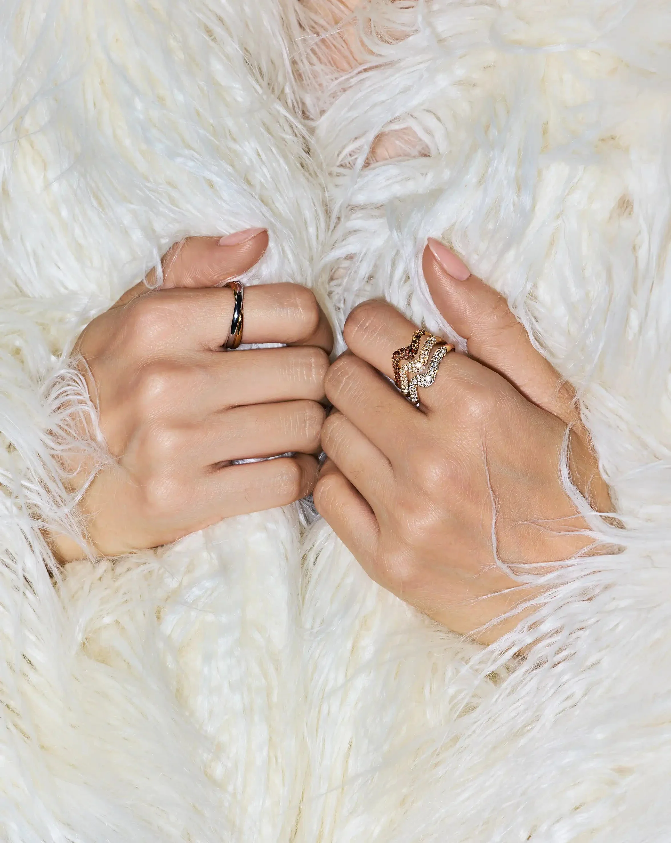 Molten Snow Stacking Ring Set | 18ct Gold Vermeil - Image 2