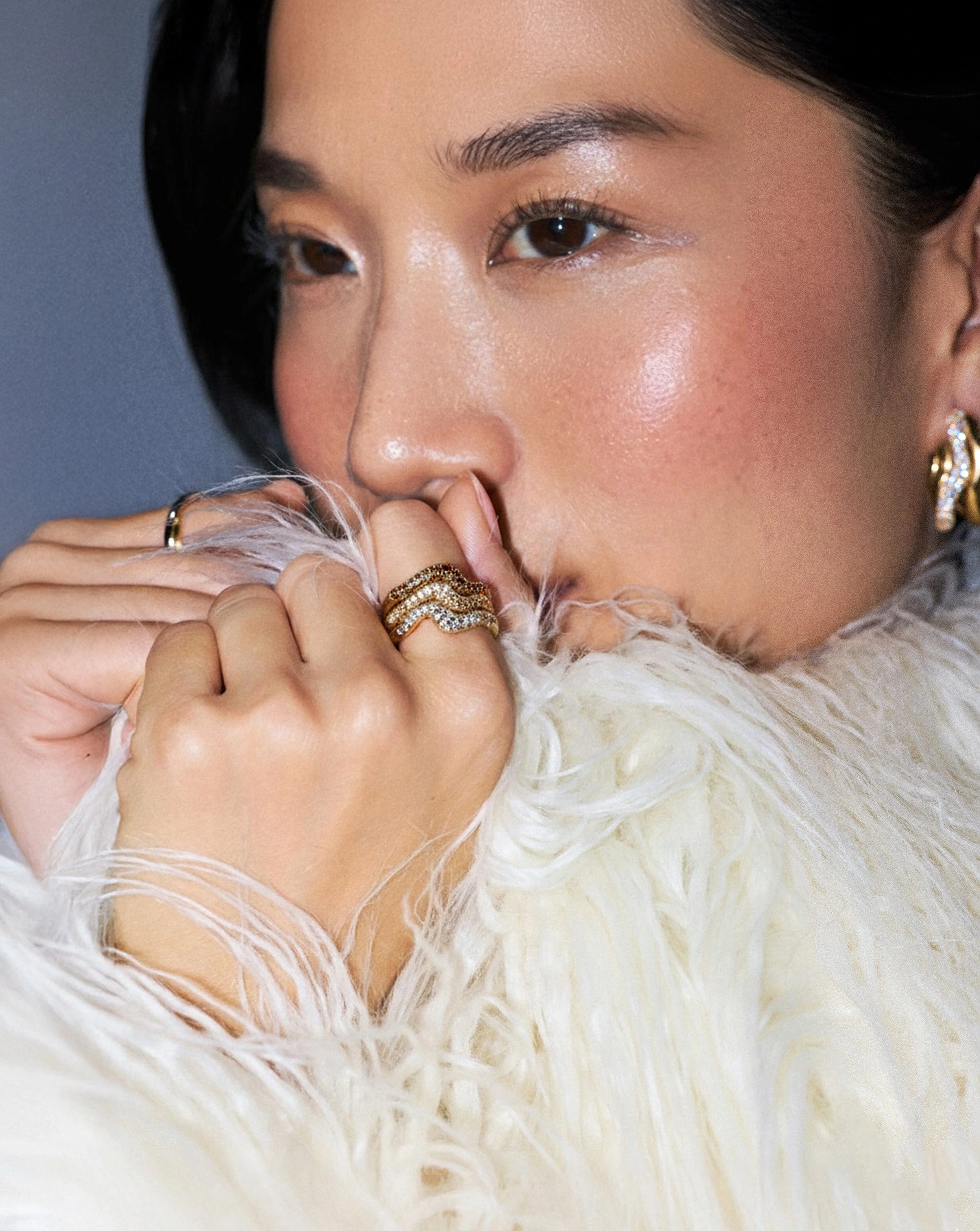Molten Snow Stacking Ring Set | 18ct Gold Vermeil - Image 3