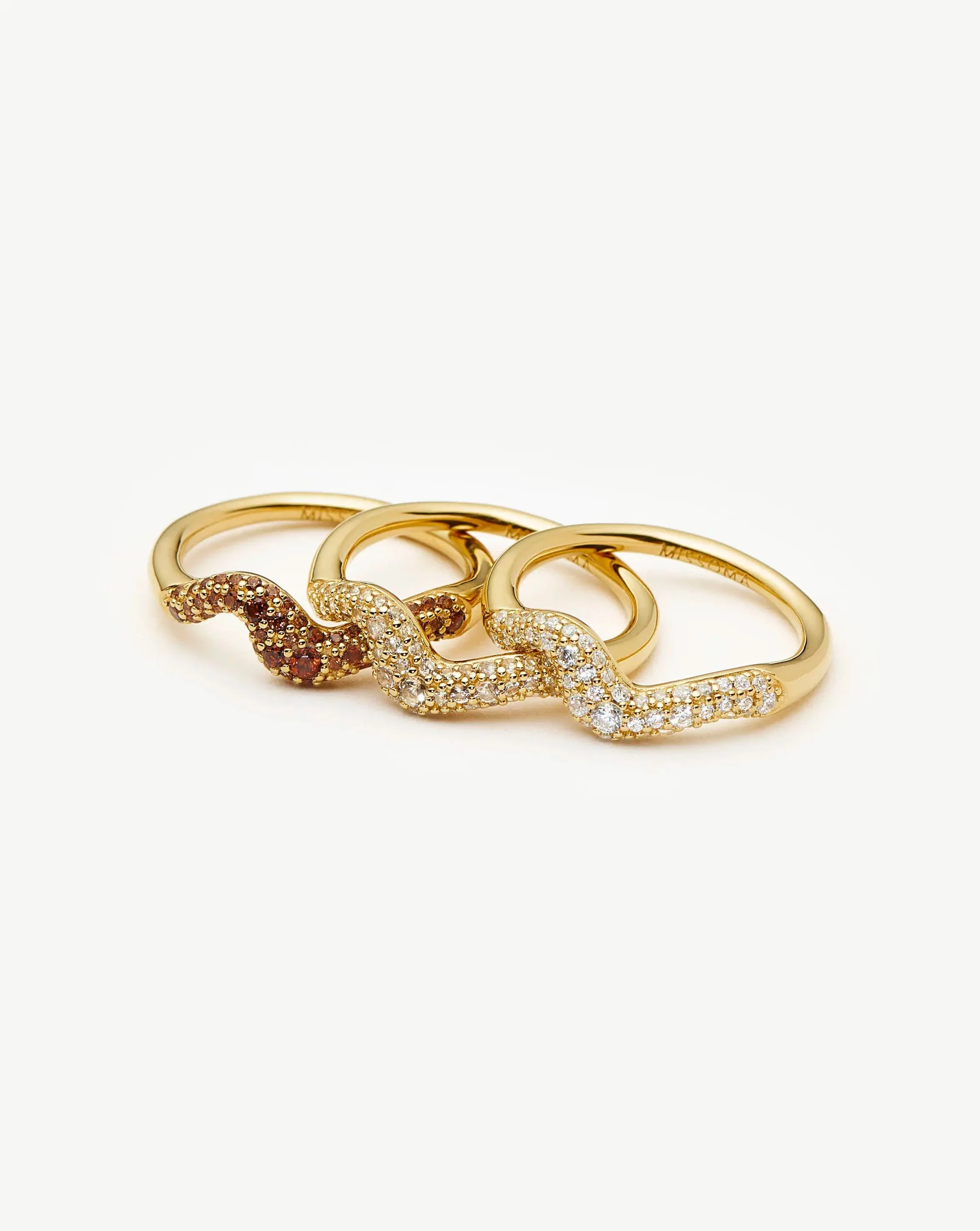Molten Snow Stacking Ring Set | 18ct Gold Vermeil - Image 4