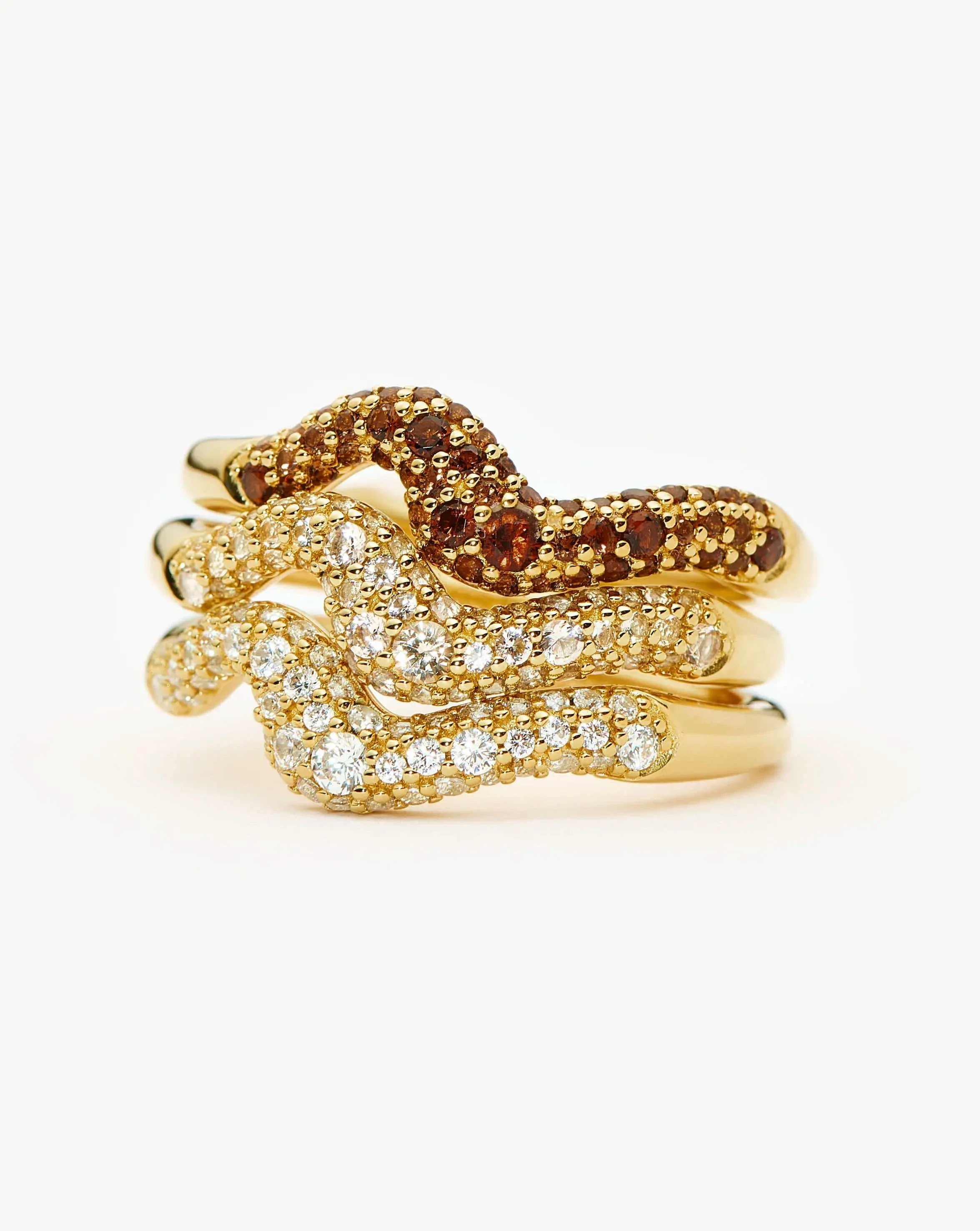 Molten Snow Stacking Ring Set | 18ct Gold Vermeil - Image 5