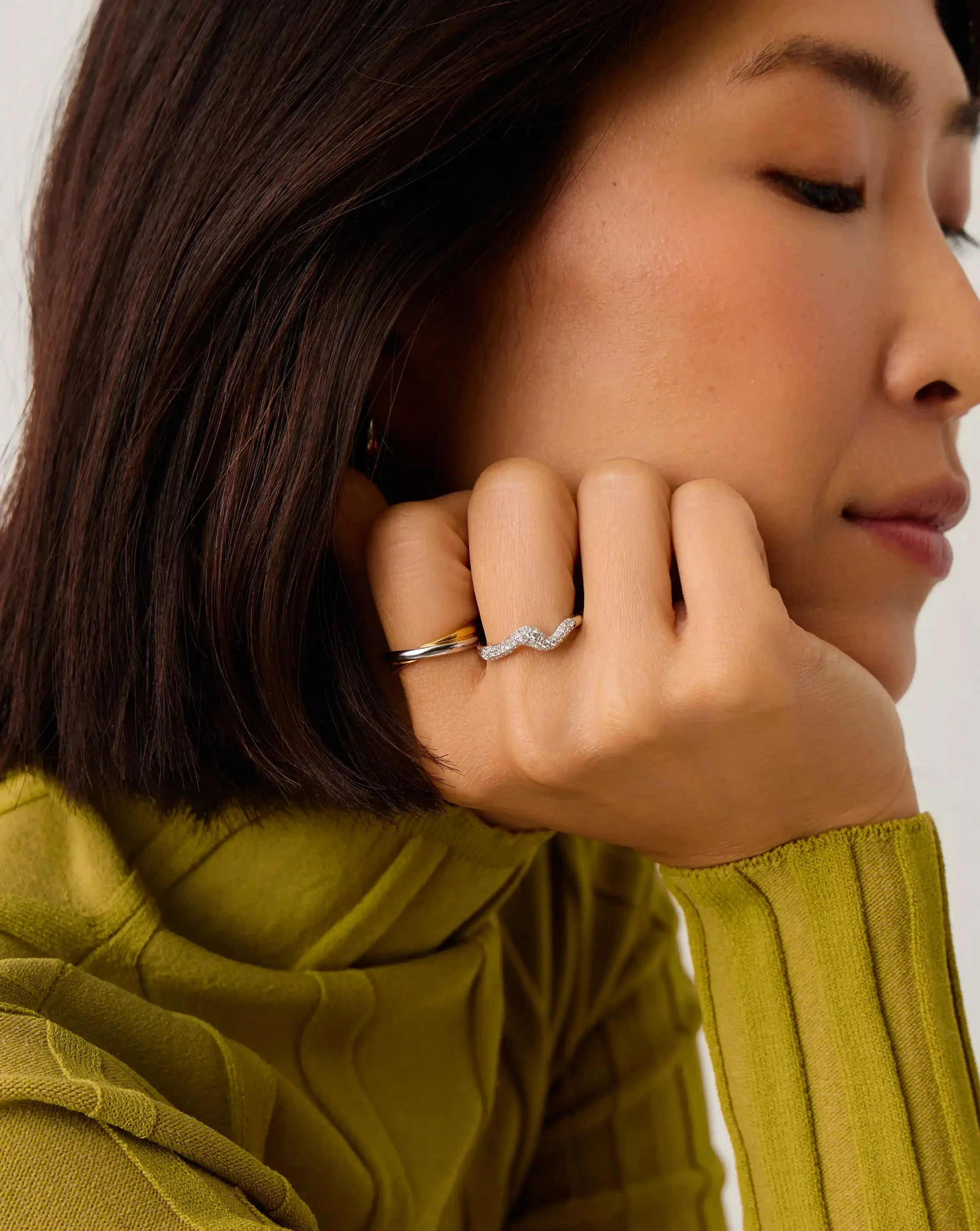 Molten Snow Stacking Ring | Sterling Silver/Cubic Zirconia - Image 2