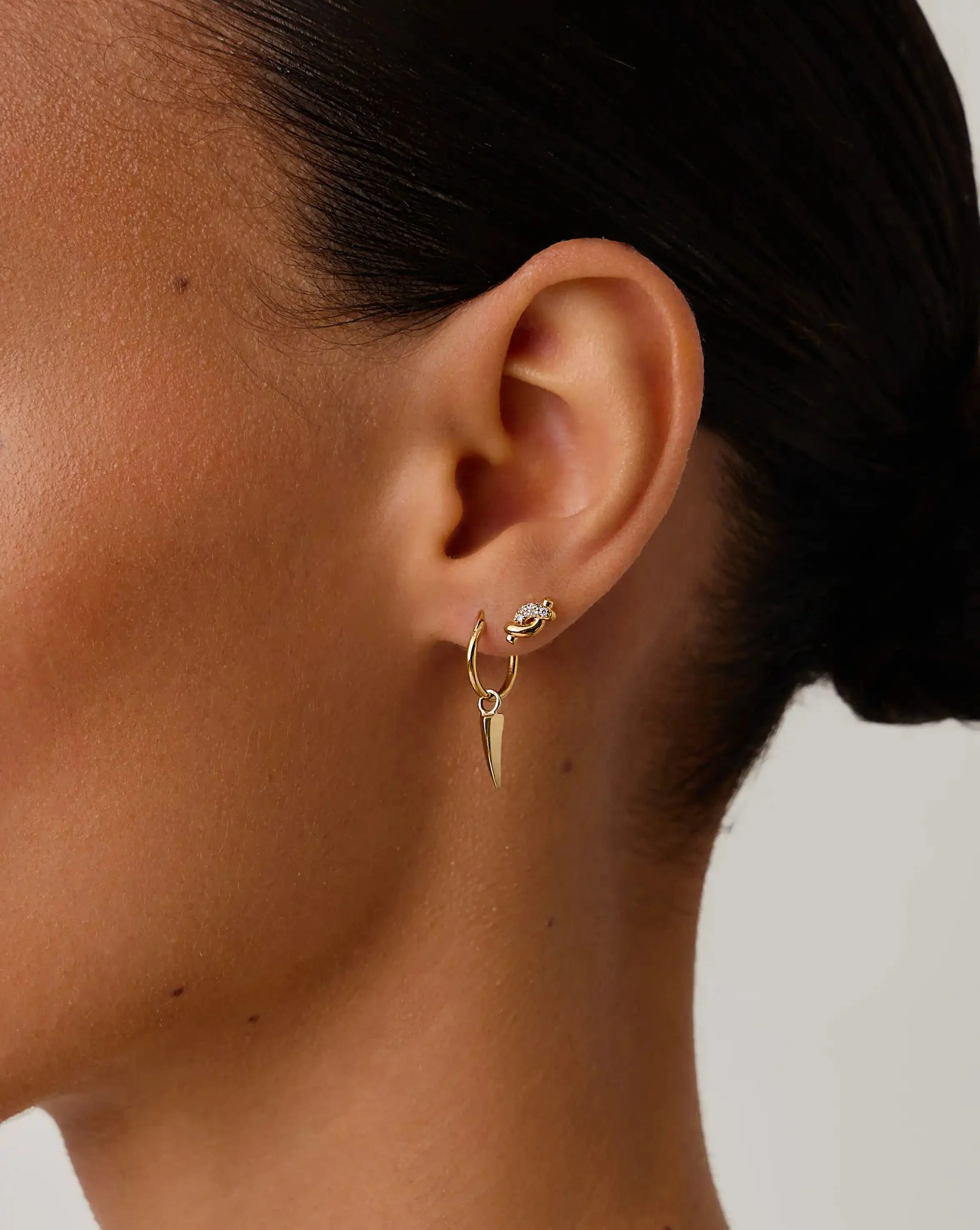 Molten Snow Stud Earrings | 18ct Gold Vermeil/Cubic Zirconia - Image 3