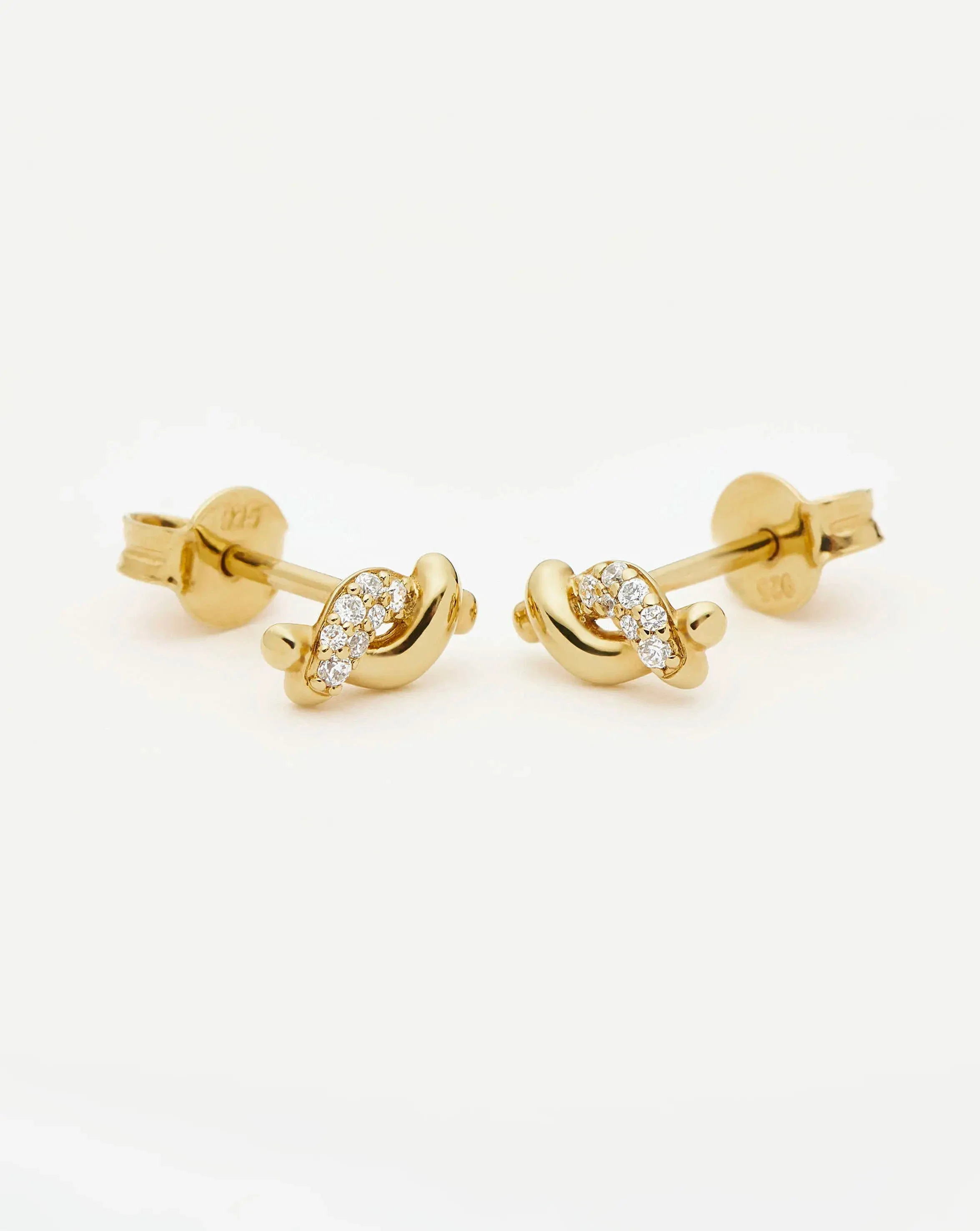 Molten Snow Stud Earrings | 18ct Gold Vermeil/Cubic Zirconia - Image 4