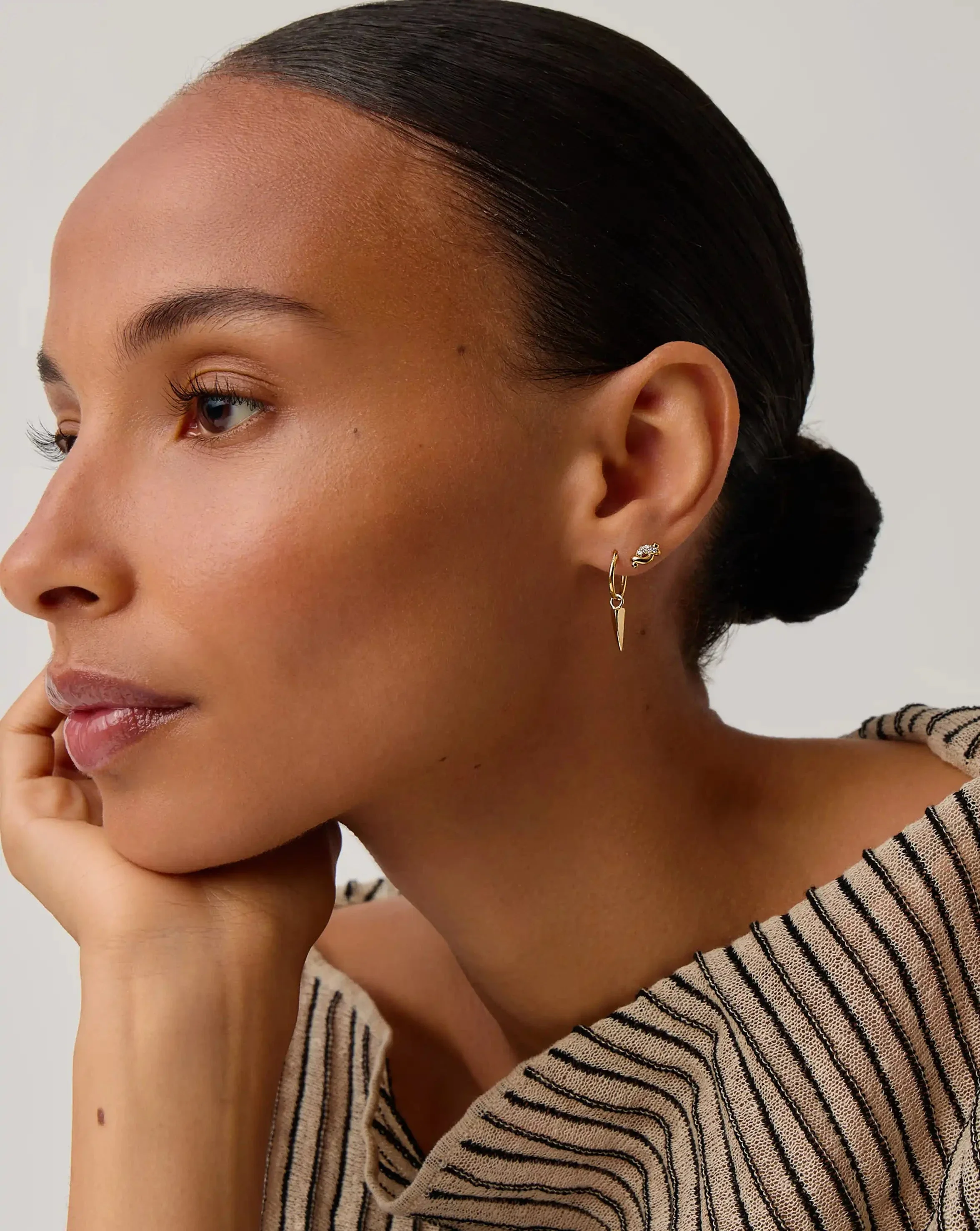 Molten Snow Stud Earrings | 18ct Gold Vermeil/Cubic Zirconia - Image 6