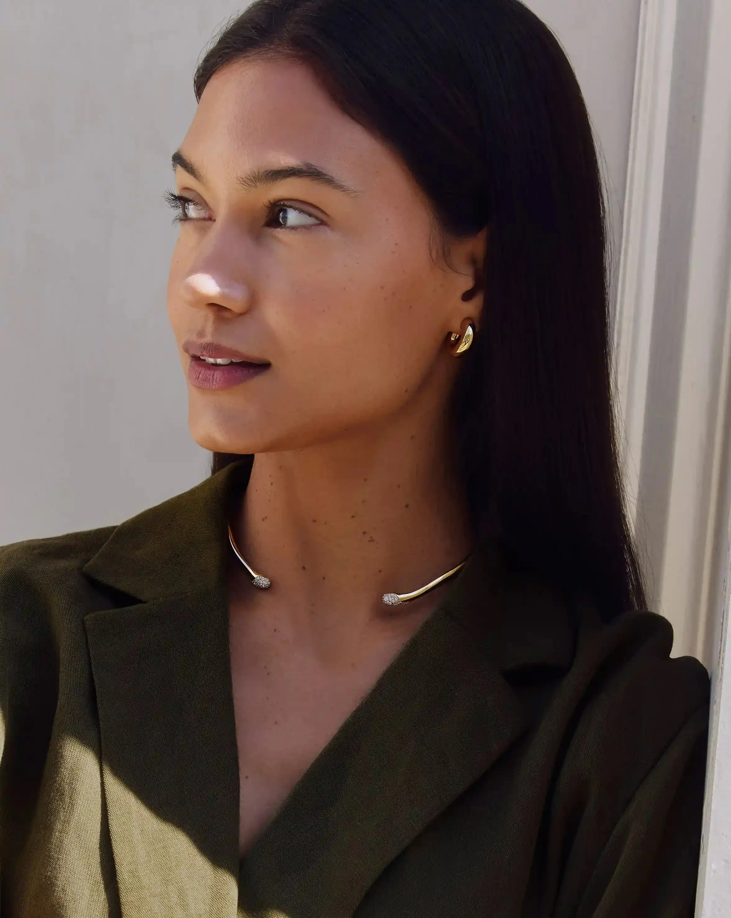 Molten Snow Torque Statement Necklace | 18ct Gold Plated/Cubic Zirconia - Image 5