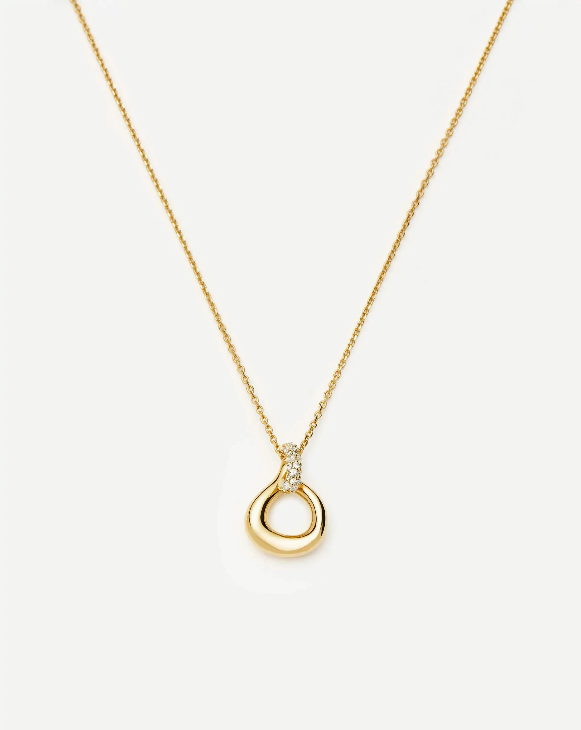 Molten Snow Twisted Pendant Necklace | 18ct Gold Plated/Cubic Zirconia