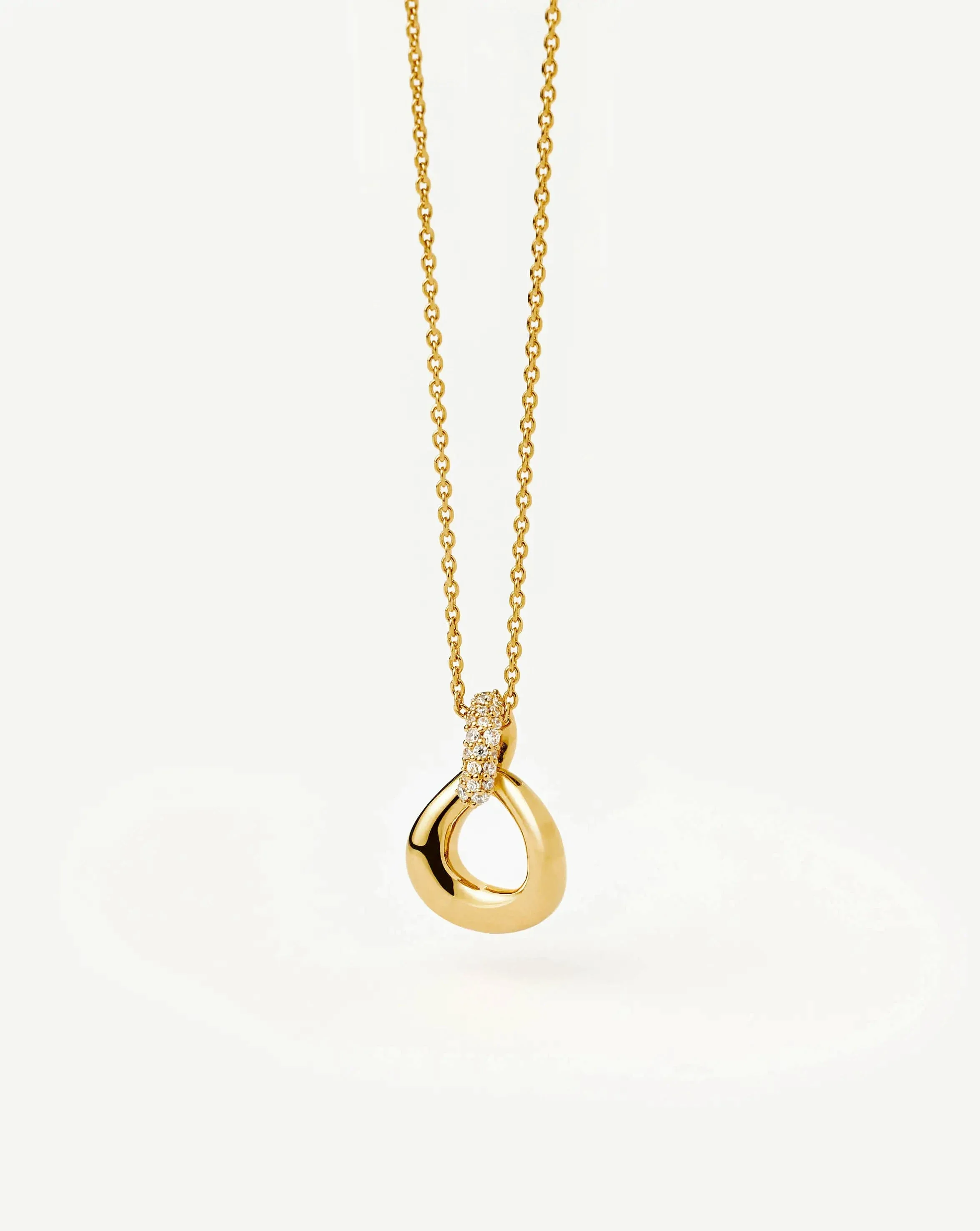 Molten Snow Twisted Pendant Necklace | 18ct Gold Plated/Cubic Zirconia - Image 8