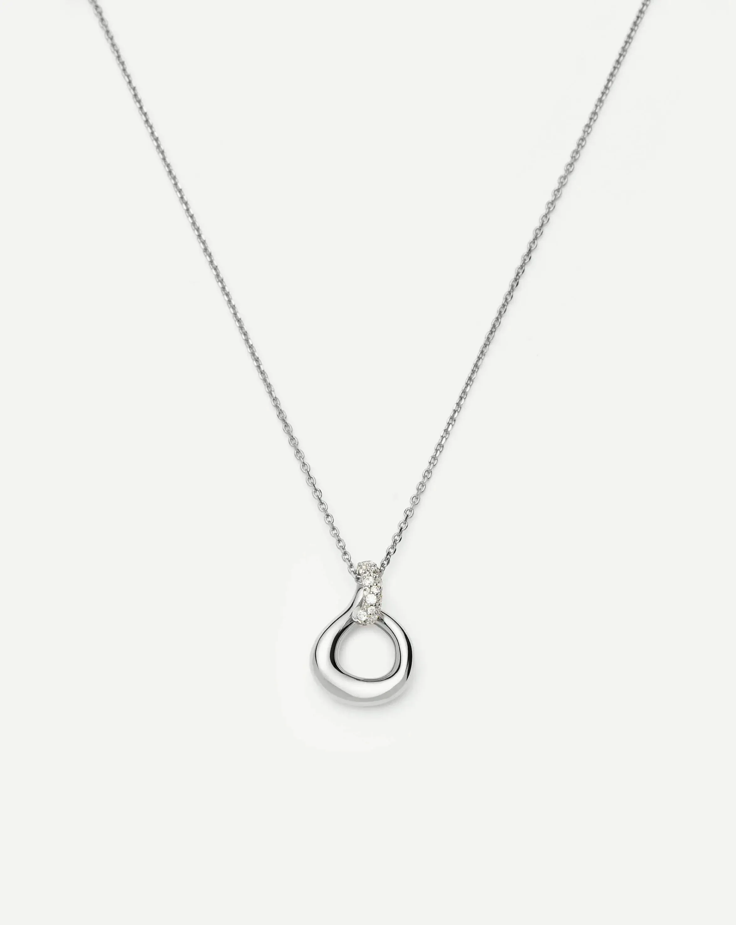 Molten Snow Twisted Pendant Necklace | Silver Plated/Cubic Zirconia