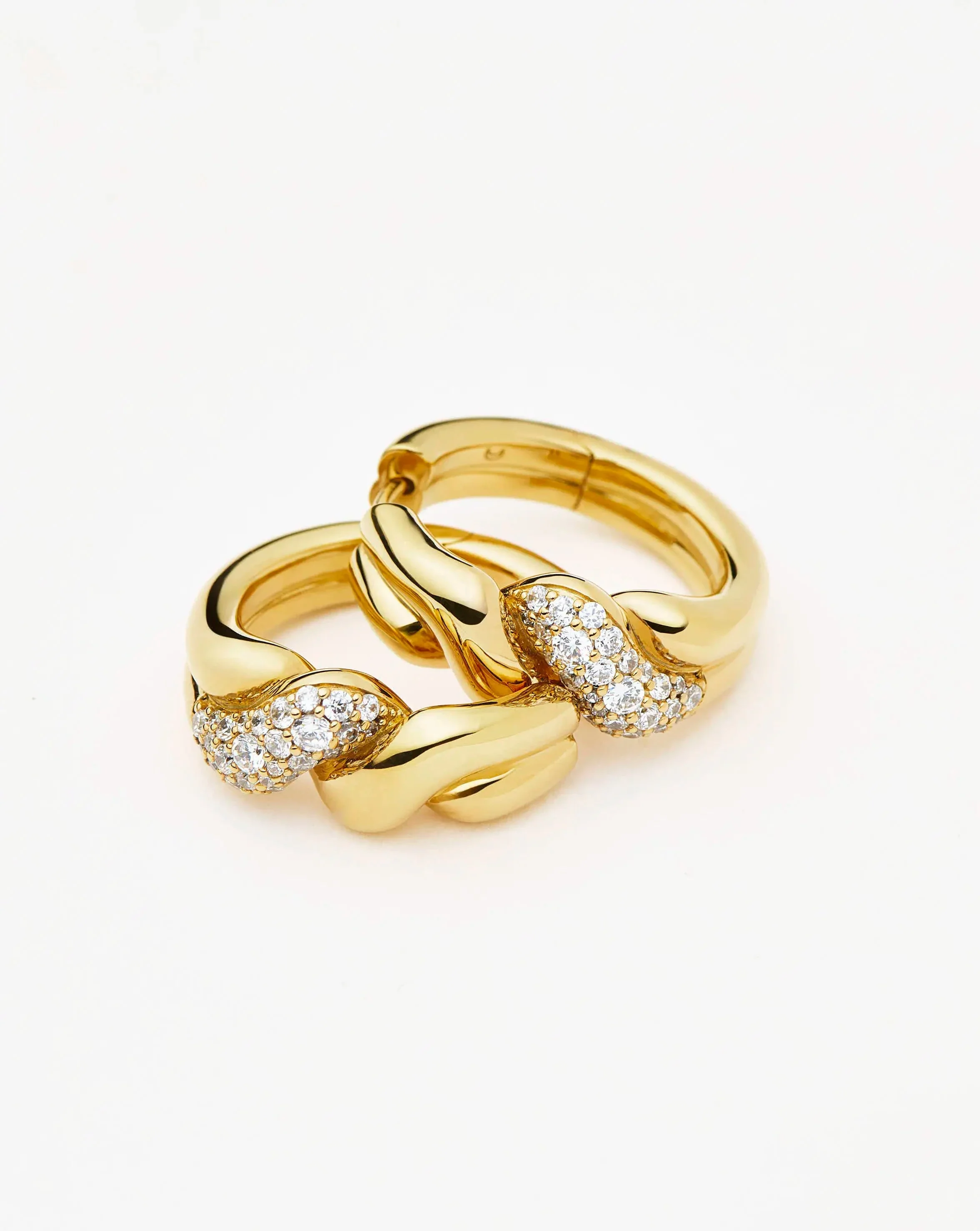 Molten Snow Twisted Small Hoop Earrings | 18ct Gold Plated/Cubic Zirconia - Image 4