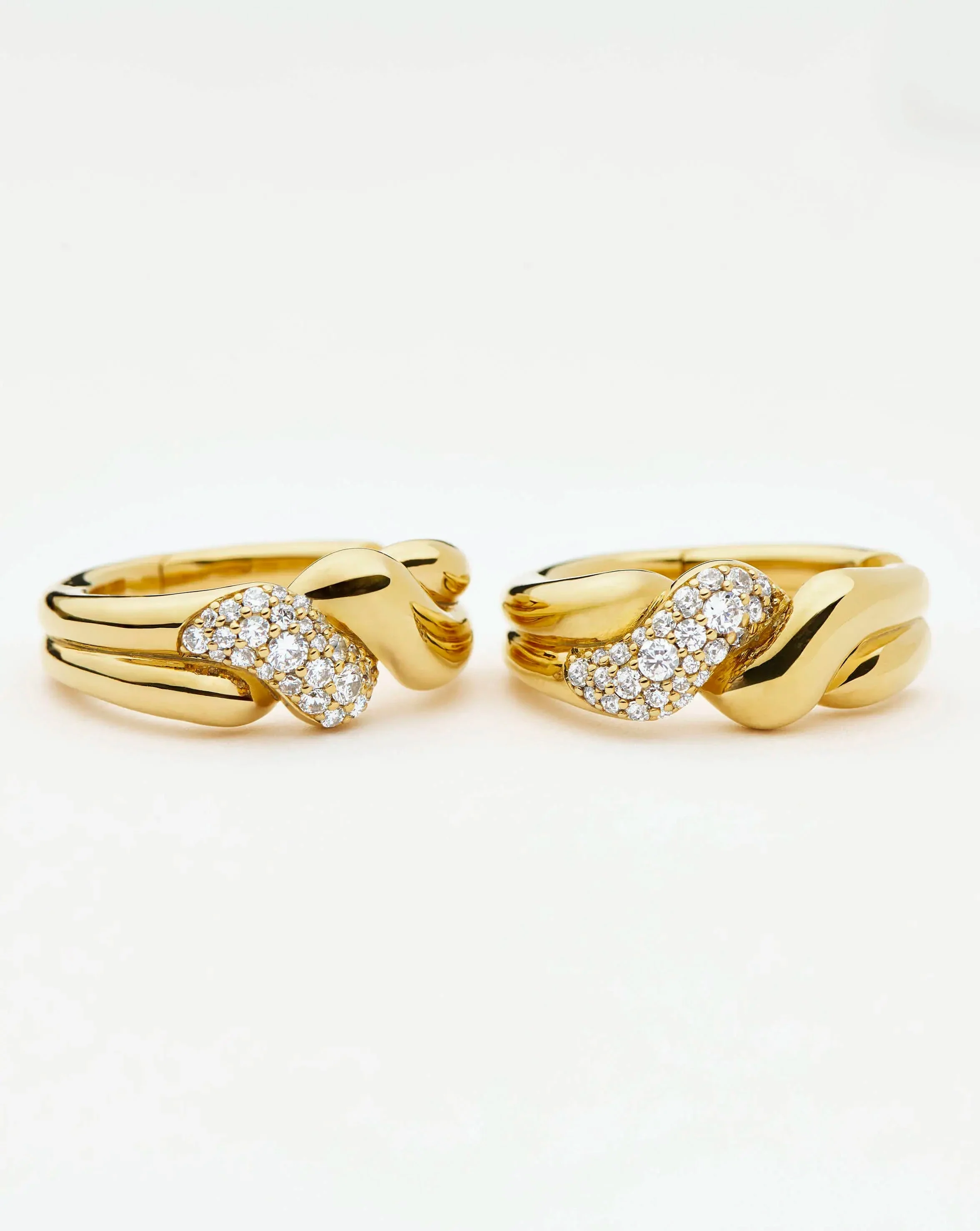 Molten Snow Twisted Small Hoop Earrings | 18ct Gold Plated/Cubic Zirconia - Image 5