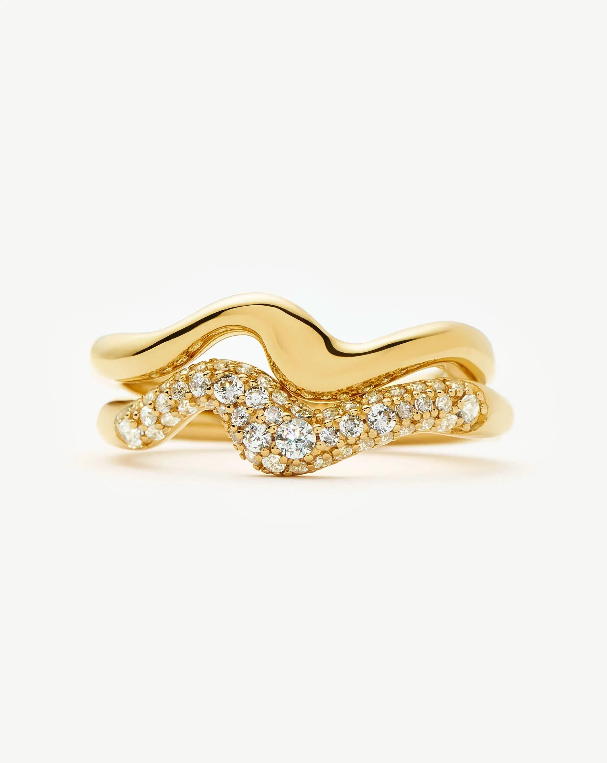 Molten Stacking Ring Set | 18ct Gold Vermeil/Cubic Zirconia