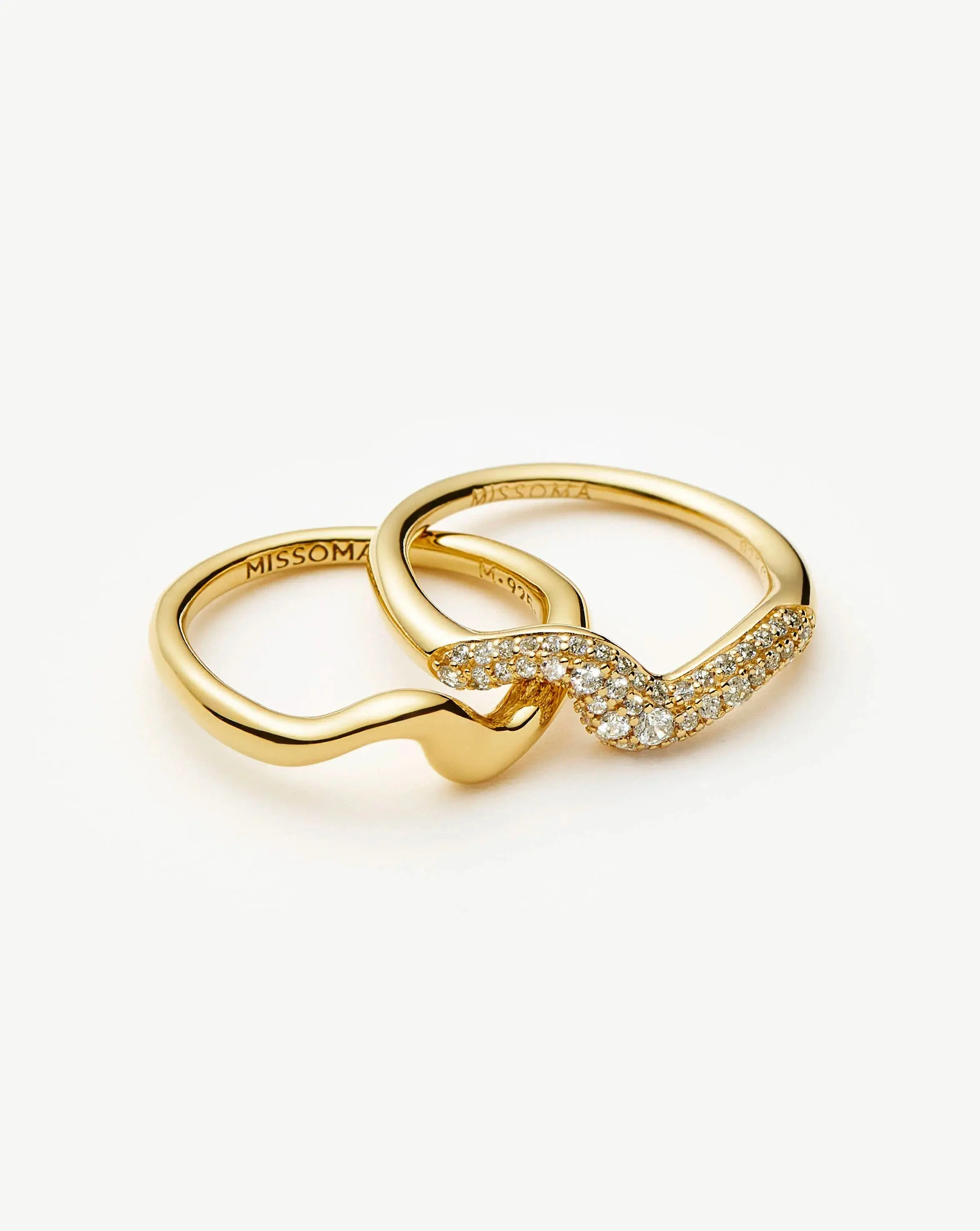 Molten Stacking Ring Set | 18ct Gold Vermeil/Cubic Zirconia - Image 4