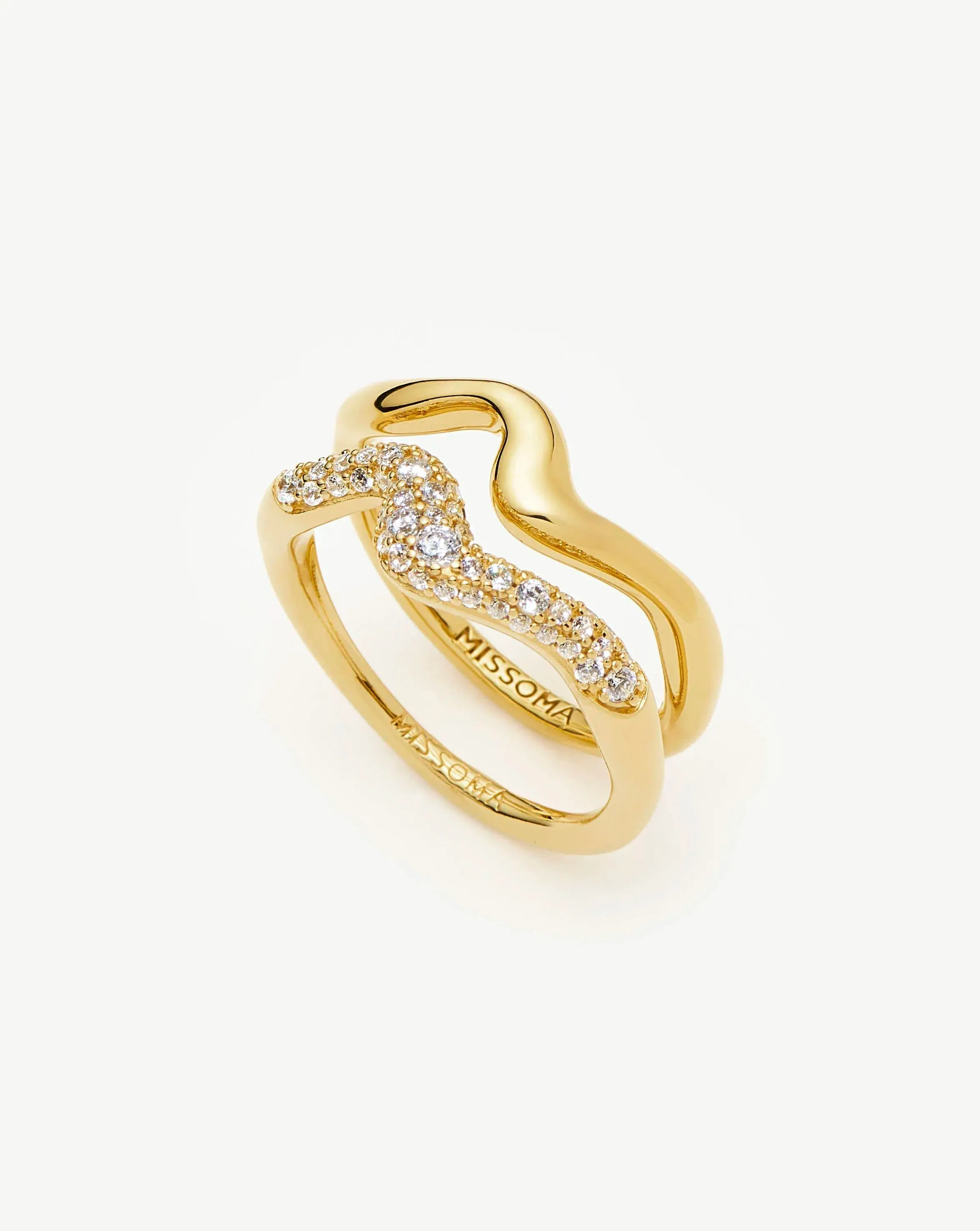 Molten Stacking Ring Set | 18ct Gold Vermeil/Cubic Zirconia - Image 5