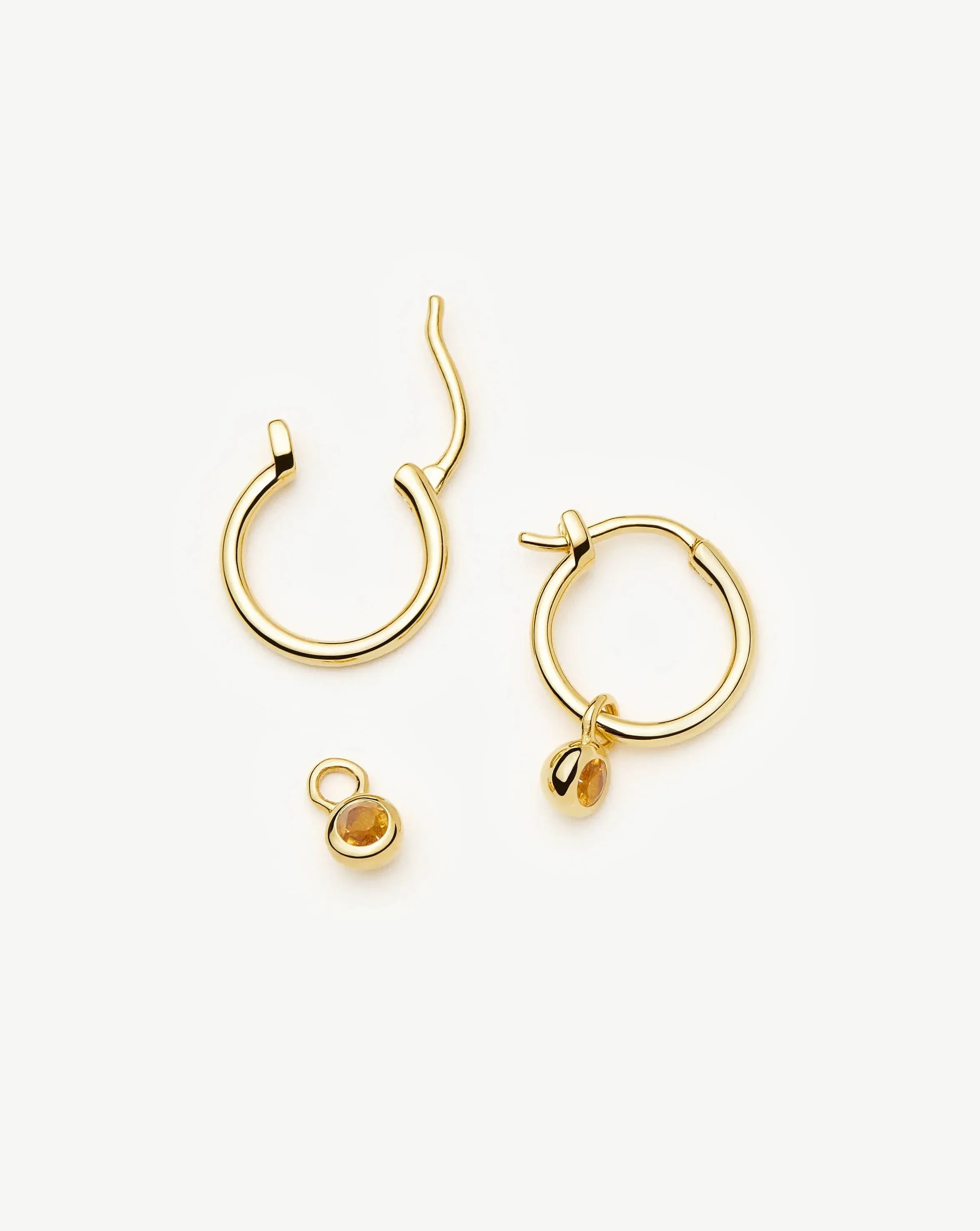 November Birthstone Mini Charm Hoop Earrings | 18ct Gold Vermeil/Citrine - Image 4
