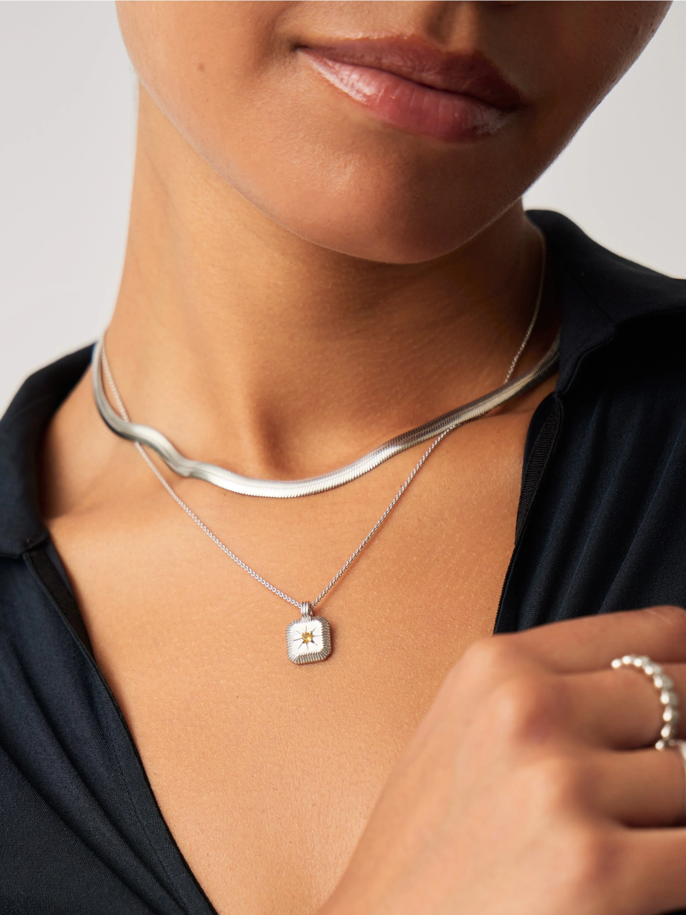 November Birthstone Necklace & Charm Earrings Set | Sterling Silver/Citrine - Image 2