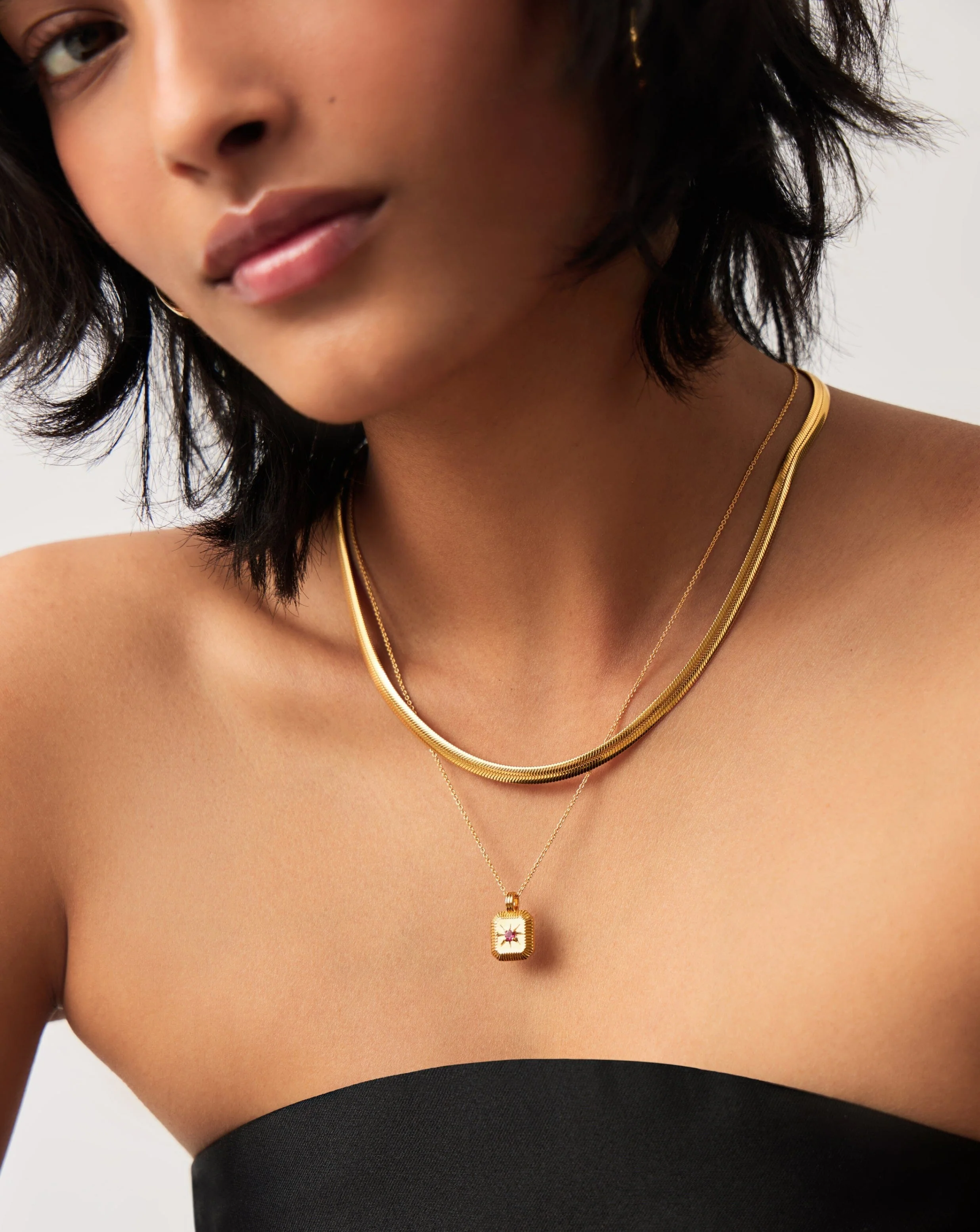 October Birthstone Necklace & Charm Earrings Set | 18ct Gold Vermeil/Pink Tourmaline - Image 3