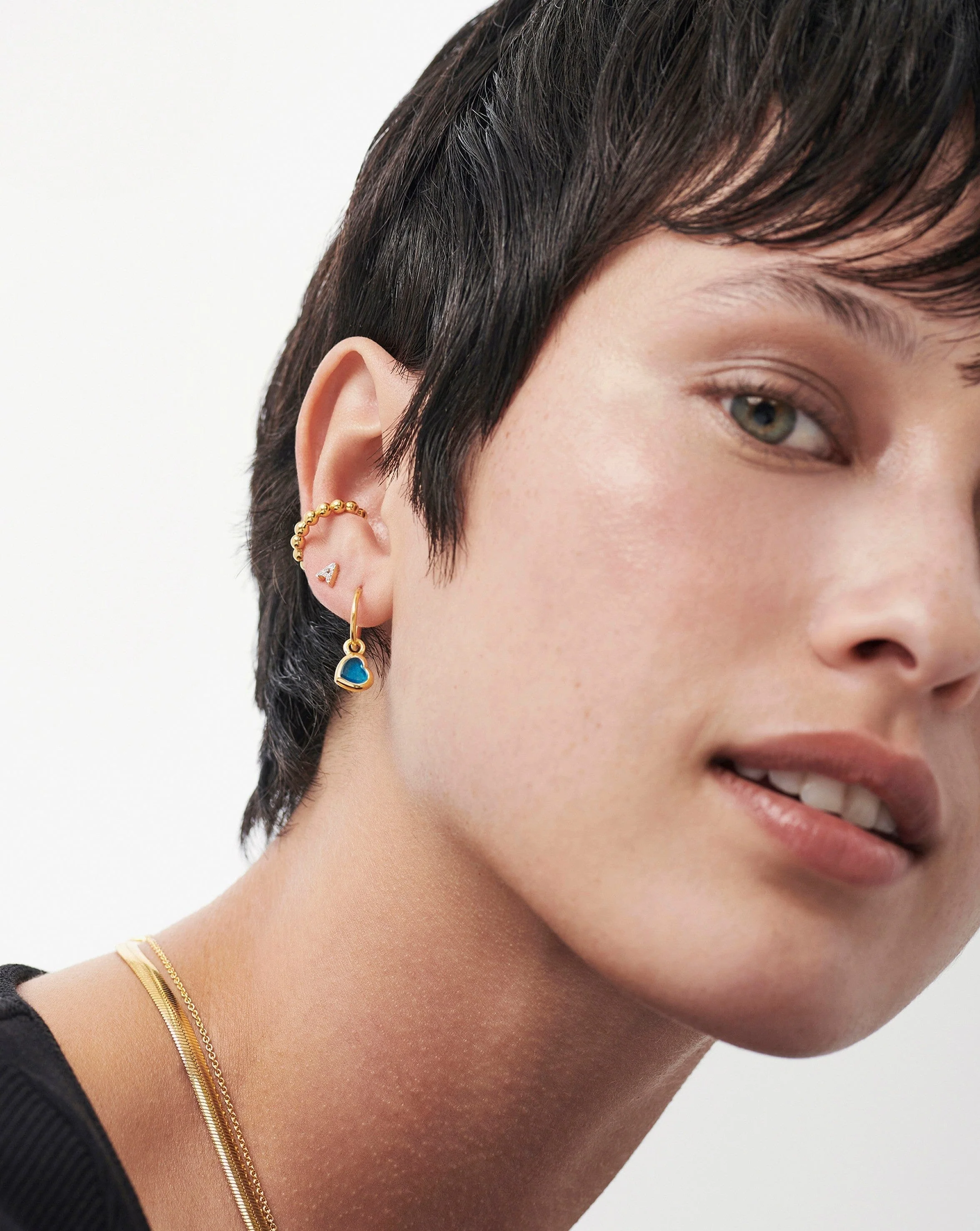 Pave Initial Single Stud Earring - Initial A | 18ct Gold Vermeil/Cubic Zirconia - Image 3