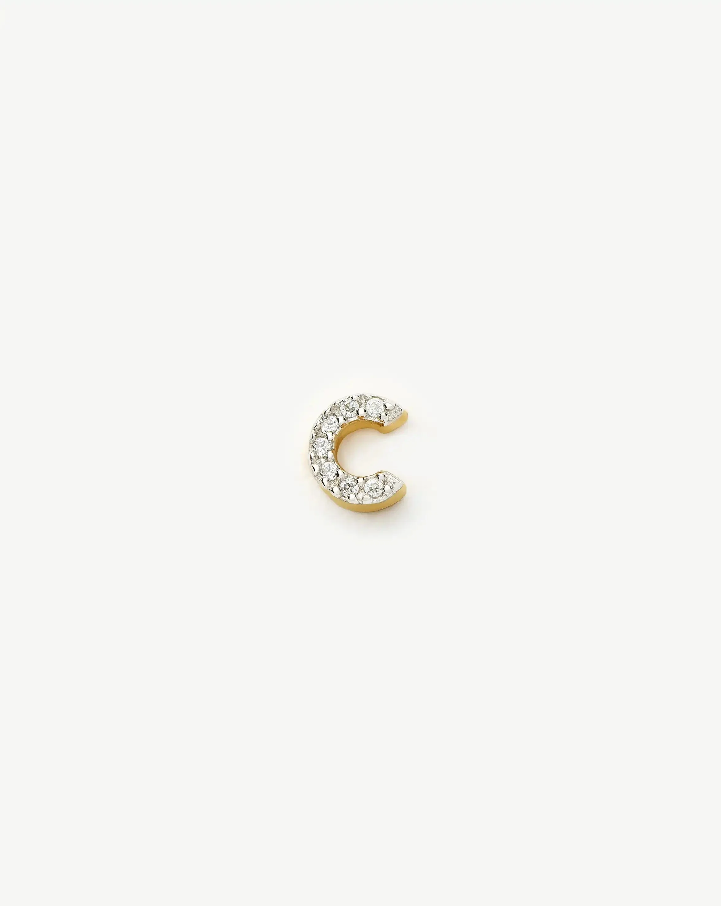 Pave Initial Single Stud Earring - Initial C | 18ct Gold Vermeil/Cubic Zirconia - Image 4