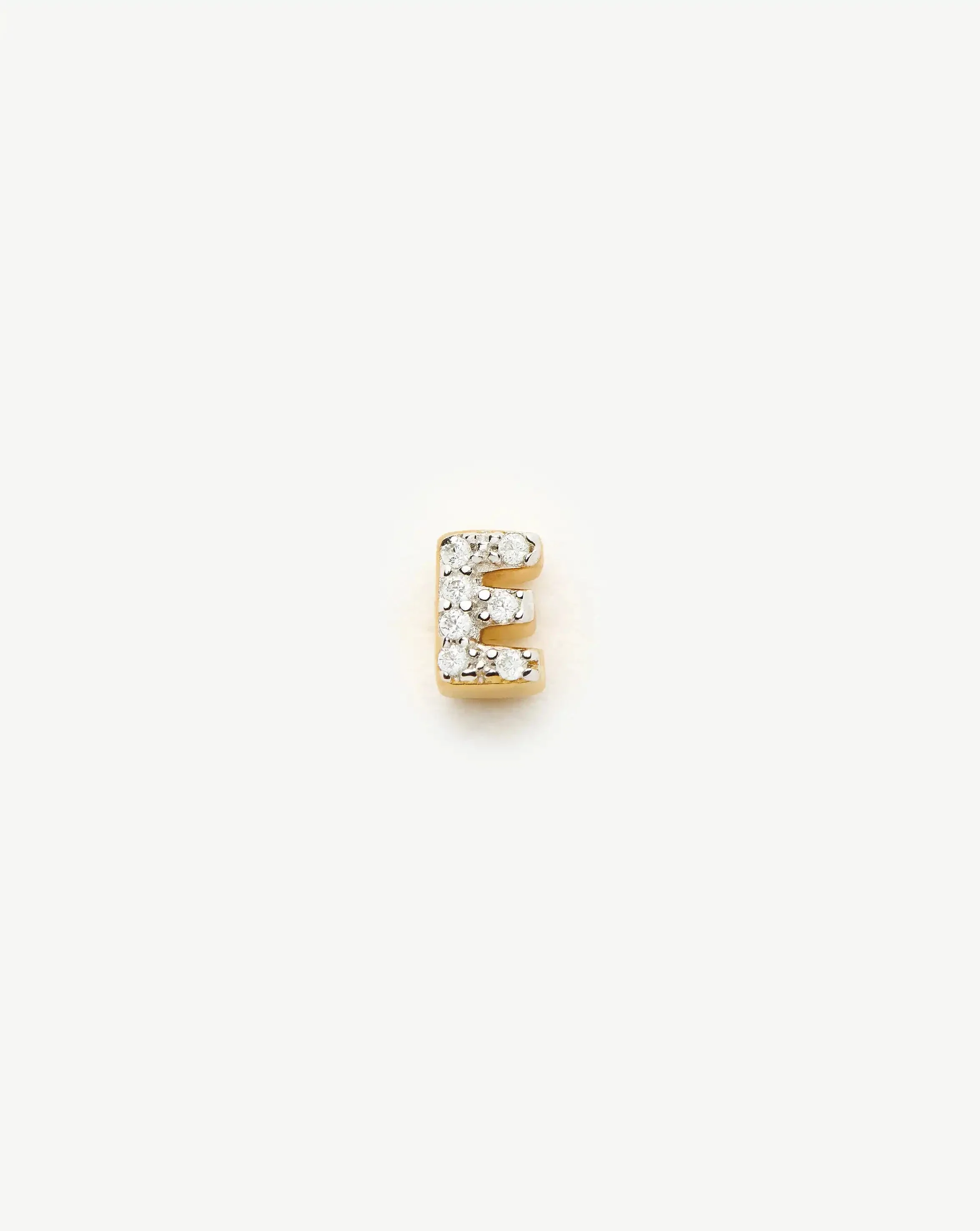 Pave Initial Single Stud Earring - Initial E | 18ct Gold Vermeil/Cubic Zirconia - Image 4