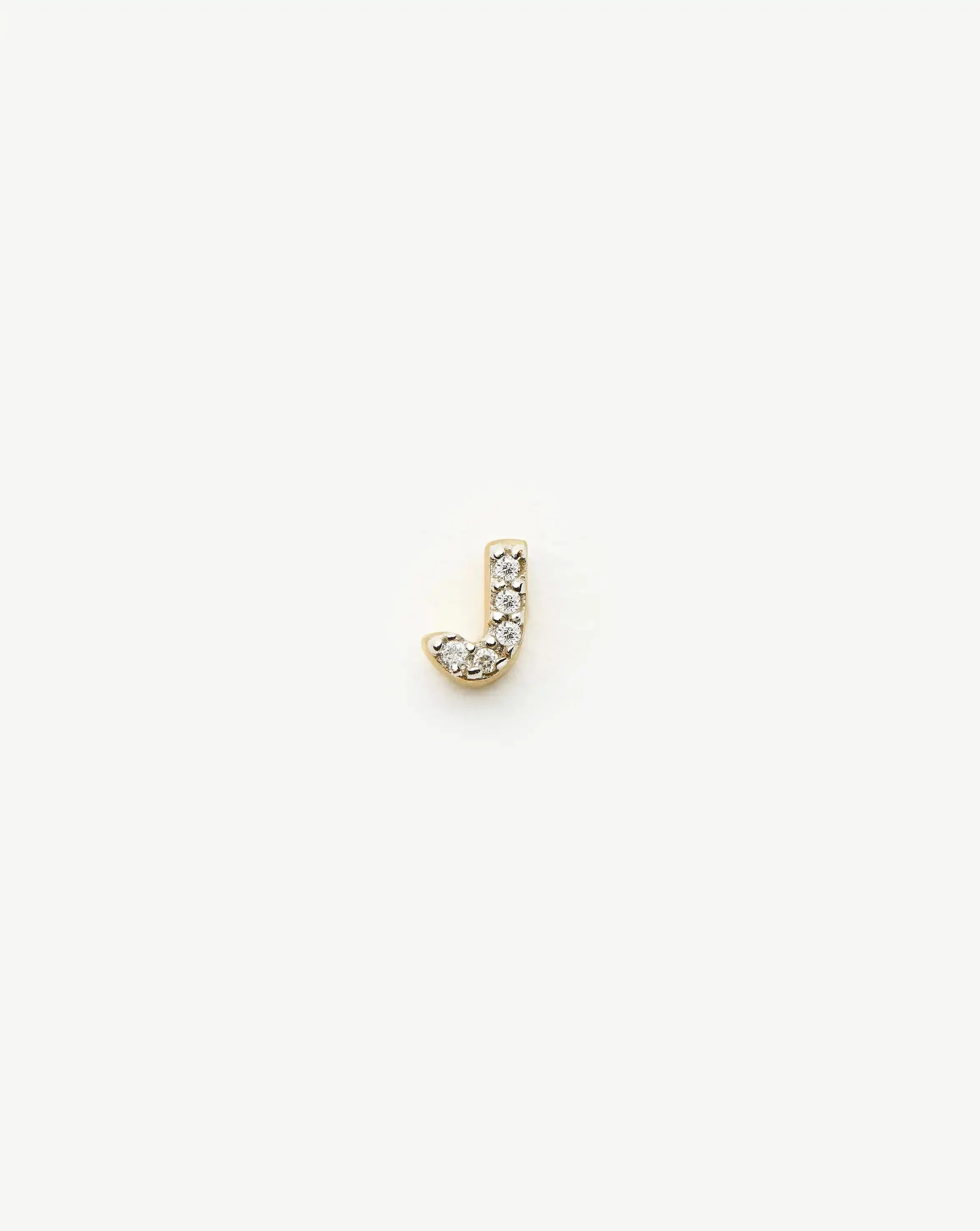 Pave Initial Single Stud Earring - Initial J | 18ct Gold Vermeil/Cubic Zirconia - Image 4