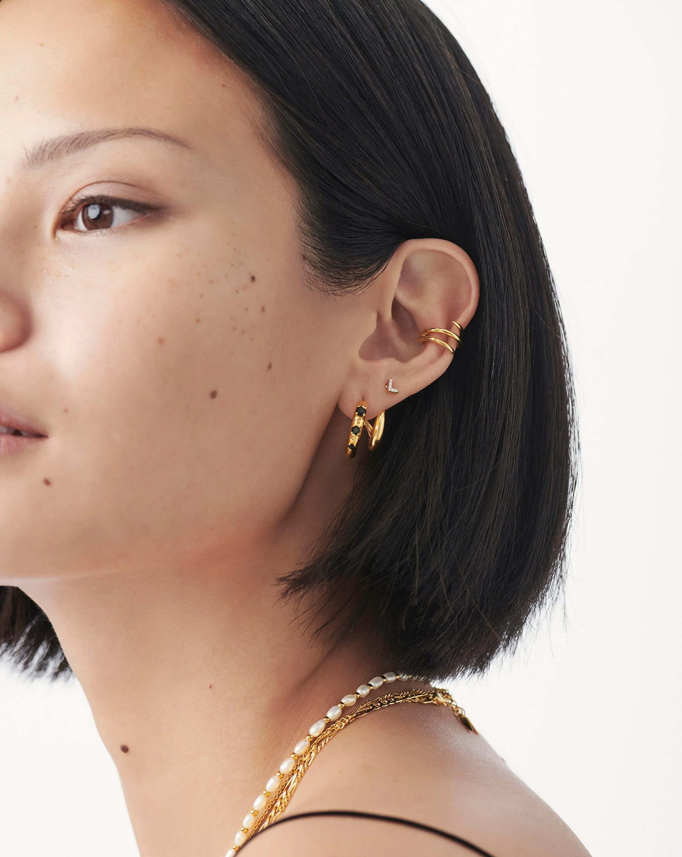 Pave Initial Single Stud Earring - Initial L | 18ct Gold Vermeil/Cubic Zirconia - Image 3