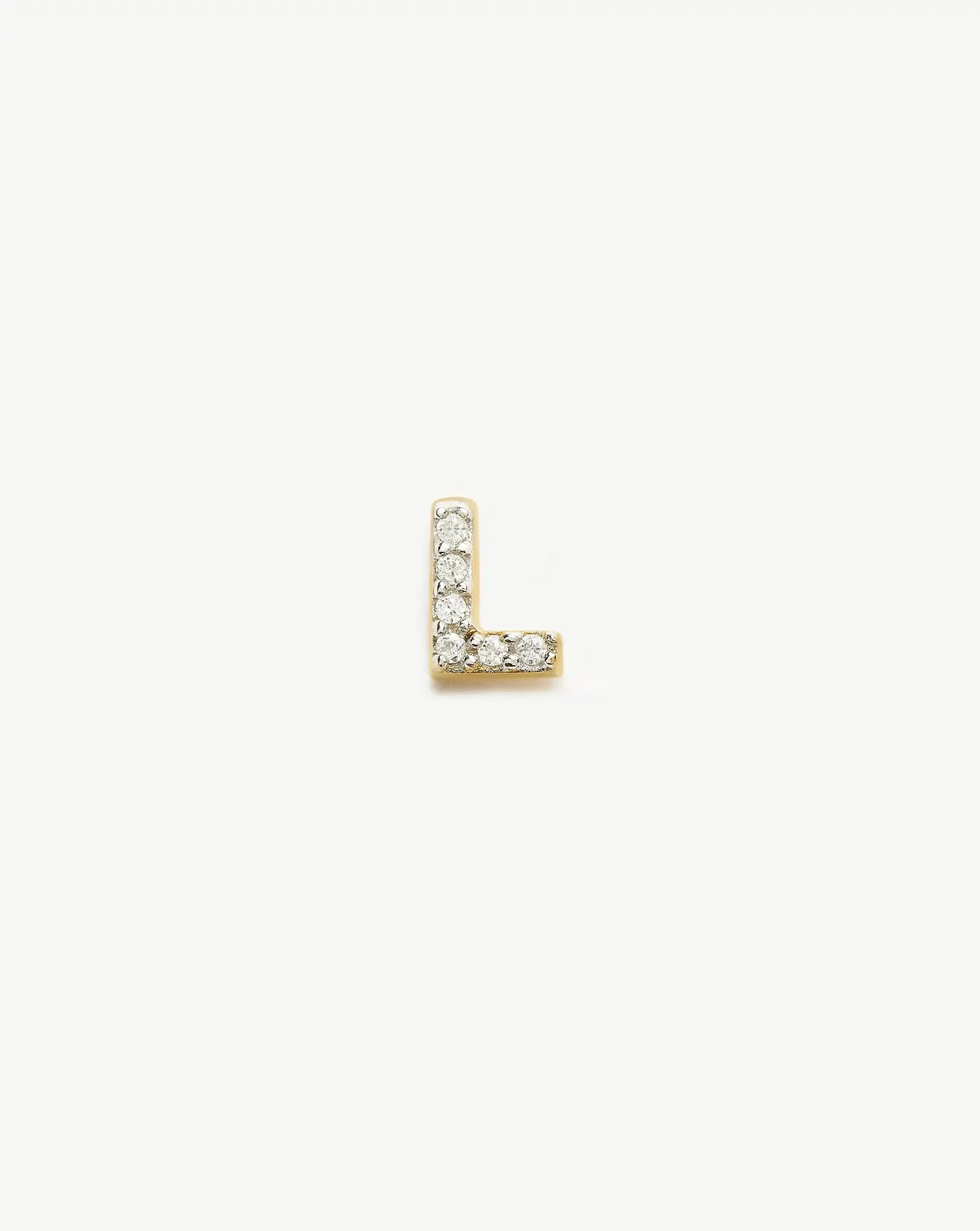 Pave Initial Single Stud Earring - Initial L | 18ct Gold Vermeil/Cubic Zirconia - Image 4