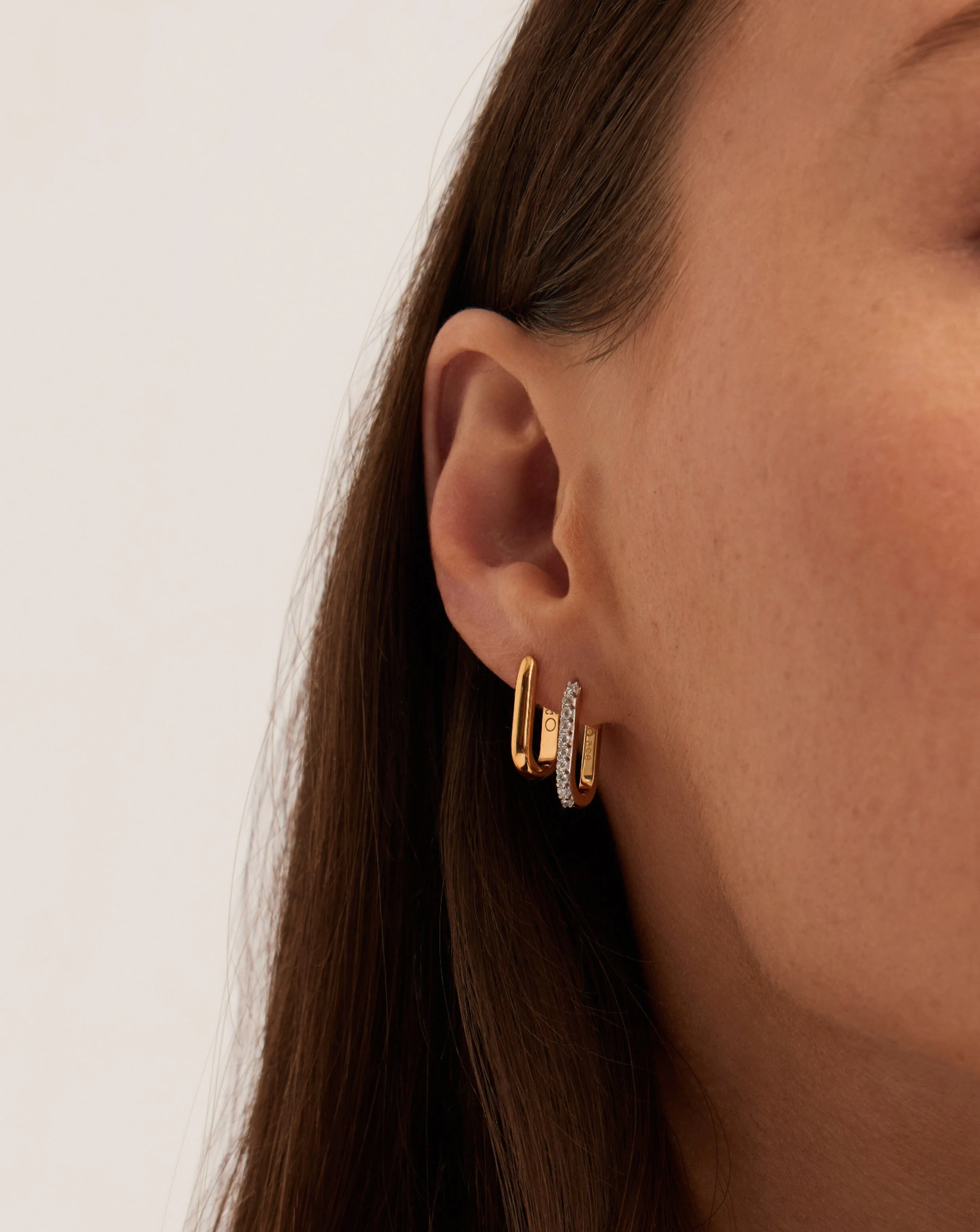 Pave Ovate Small Huggie Earrings | 18ct Recycled Gold Vermeil/Cubic Zirconia - Image 3