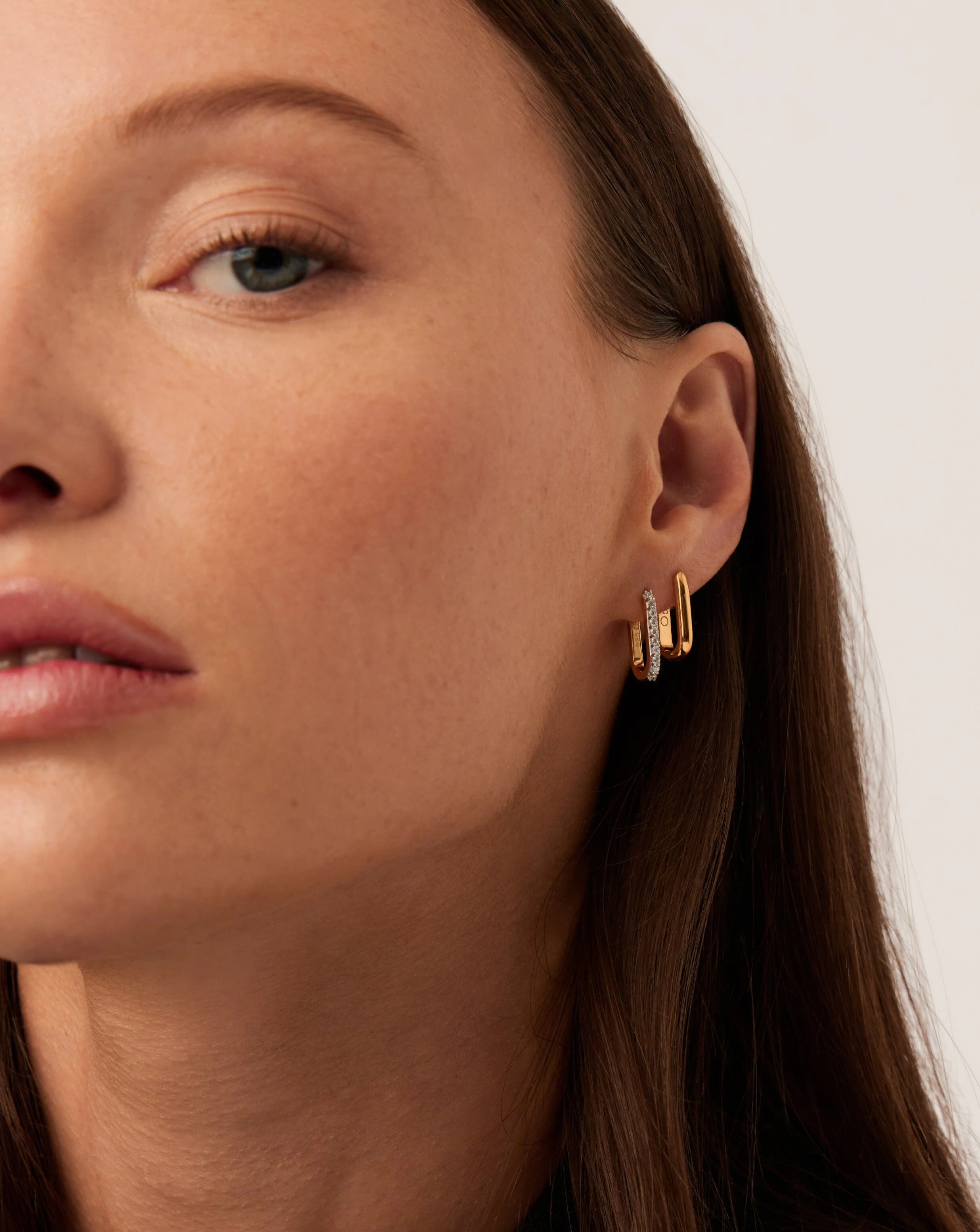 Pave Ovate Small Huggie Earrings | 18ct Recycled Gold Vermeil/Cubic Zirconia - Image 6
