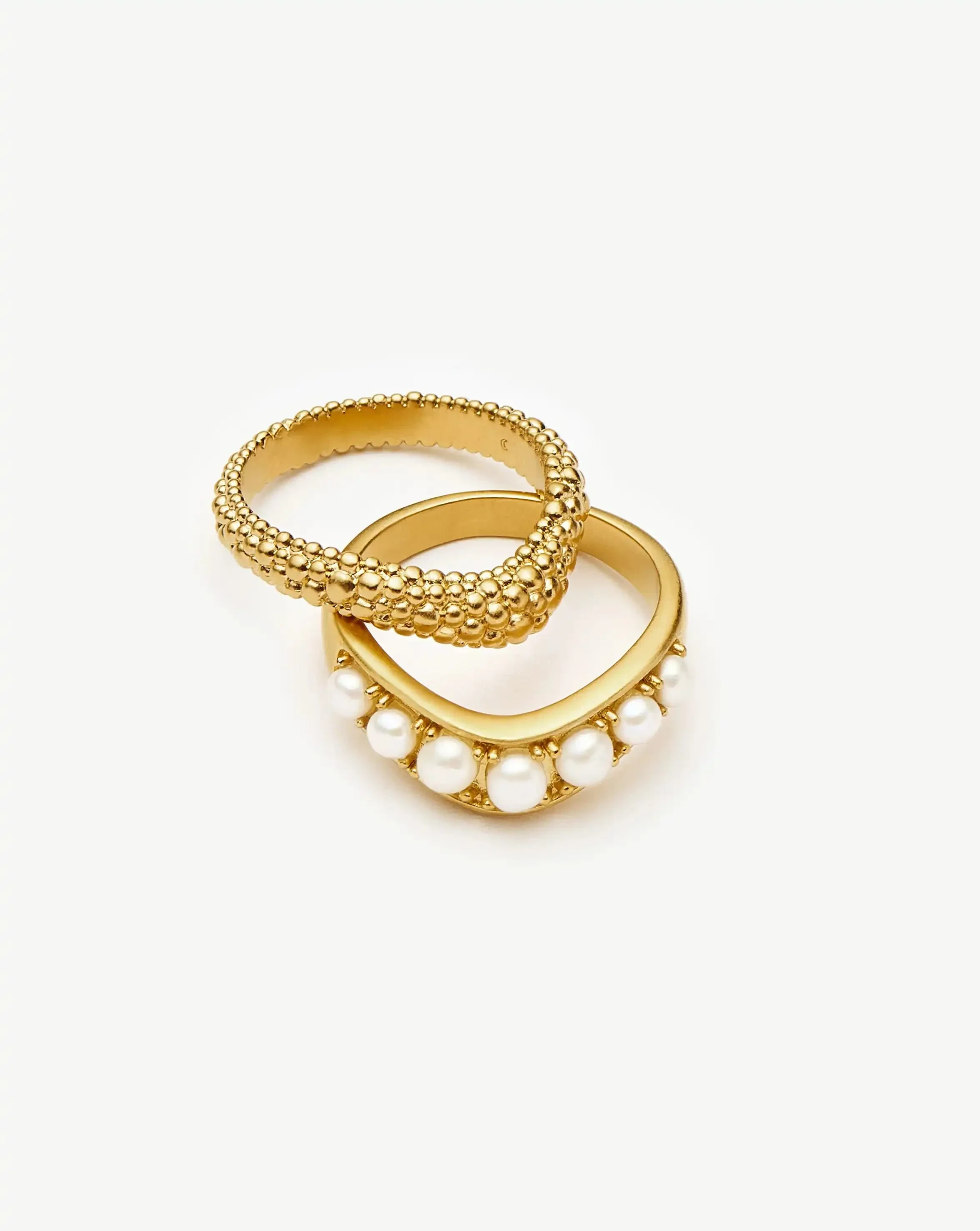 Pearl Baya Stacking Ring Set | 18ct Gold Plated/Pearl