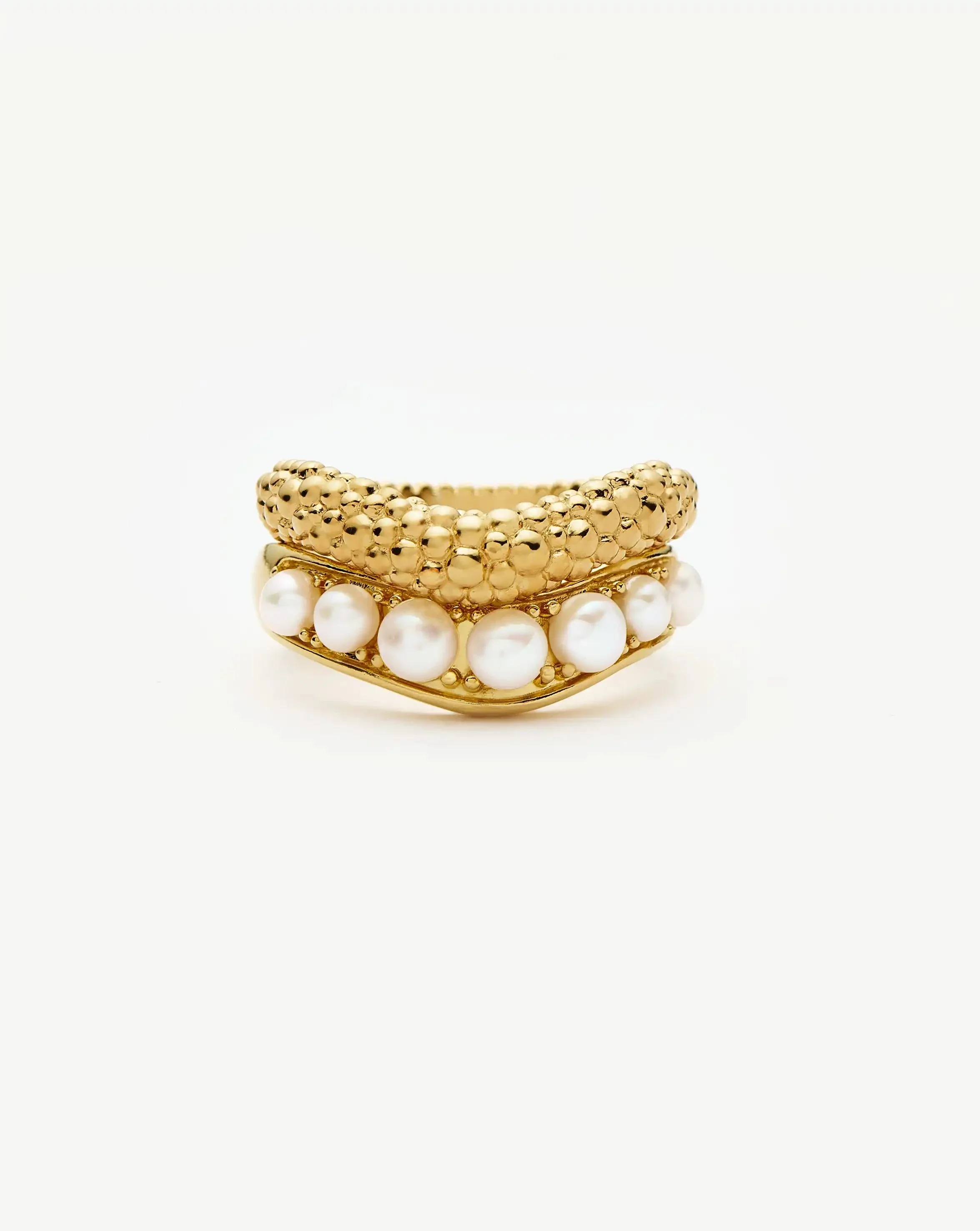 Pearl Baya Stacking Ring Set | 18ct Gold Plated/Pearl - Image 4
