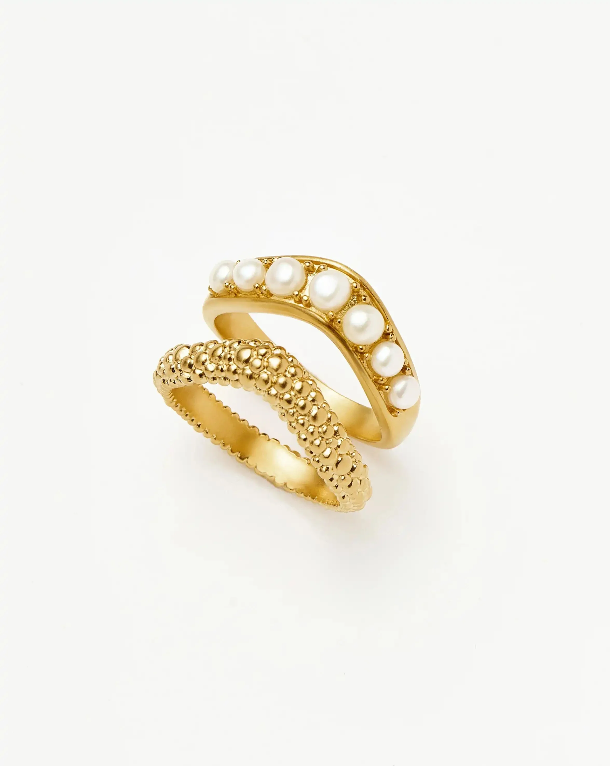 Pearl Baya Stacking Ring Set | 18ct Gold Plated/Pearl - Image 5