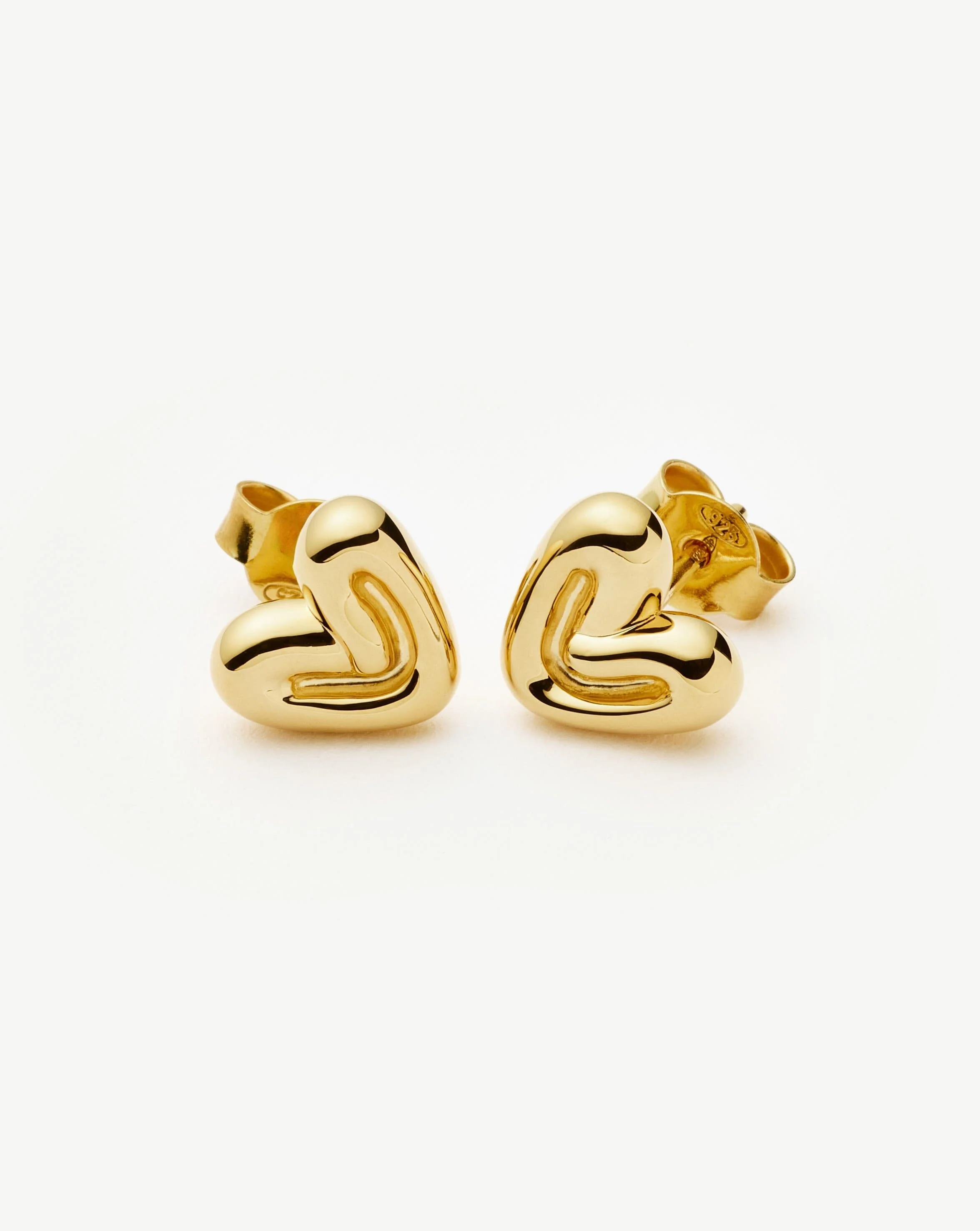 Puffy Heart Mini Stud Earrings | 18ct Gold Vermeil - Image 5