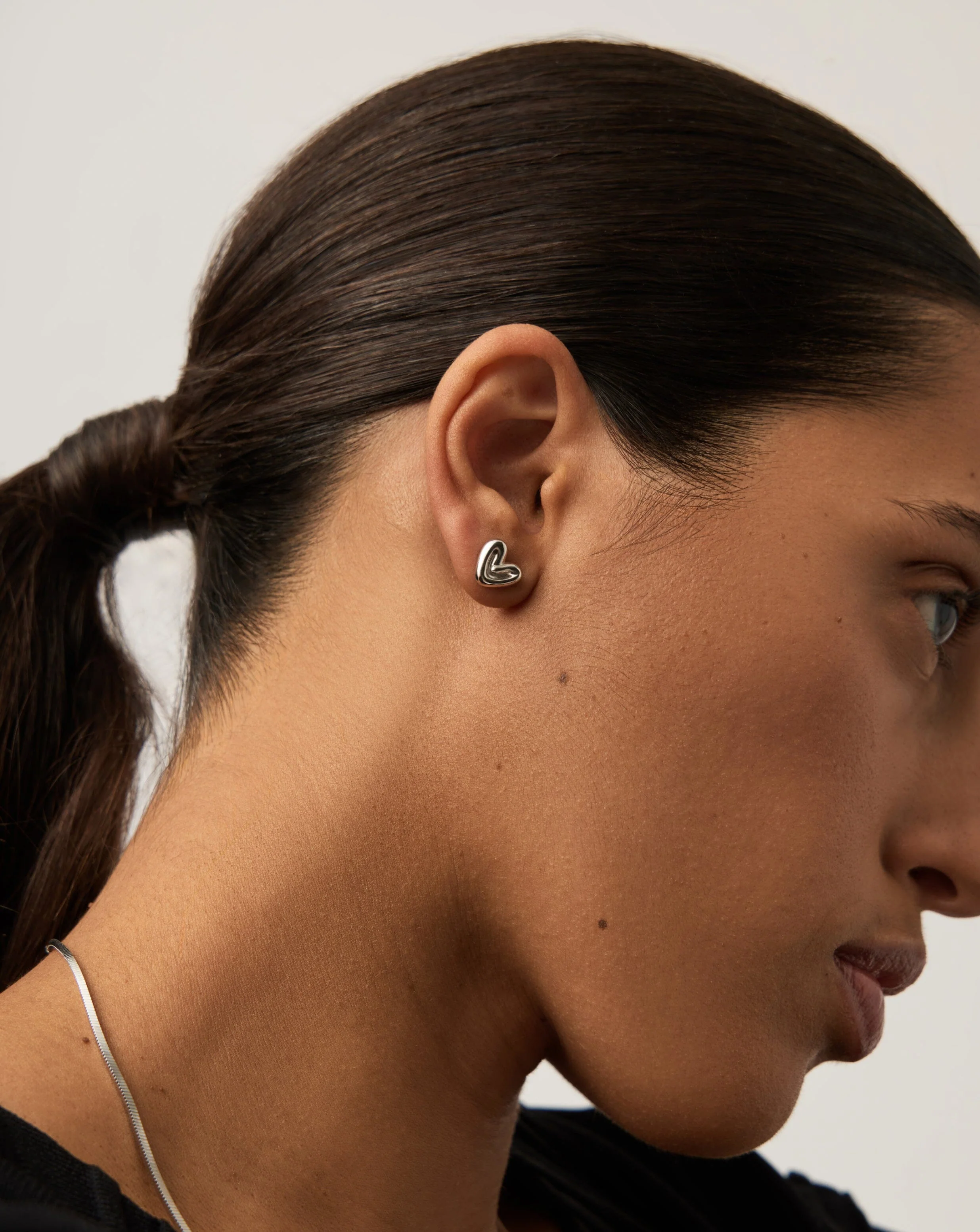 Puffy Heart Mini Stud Earrings | Sterling Silver - Image 3