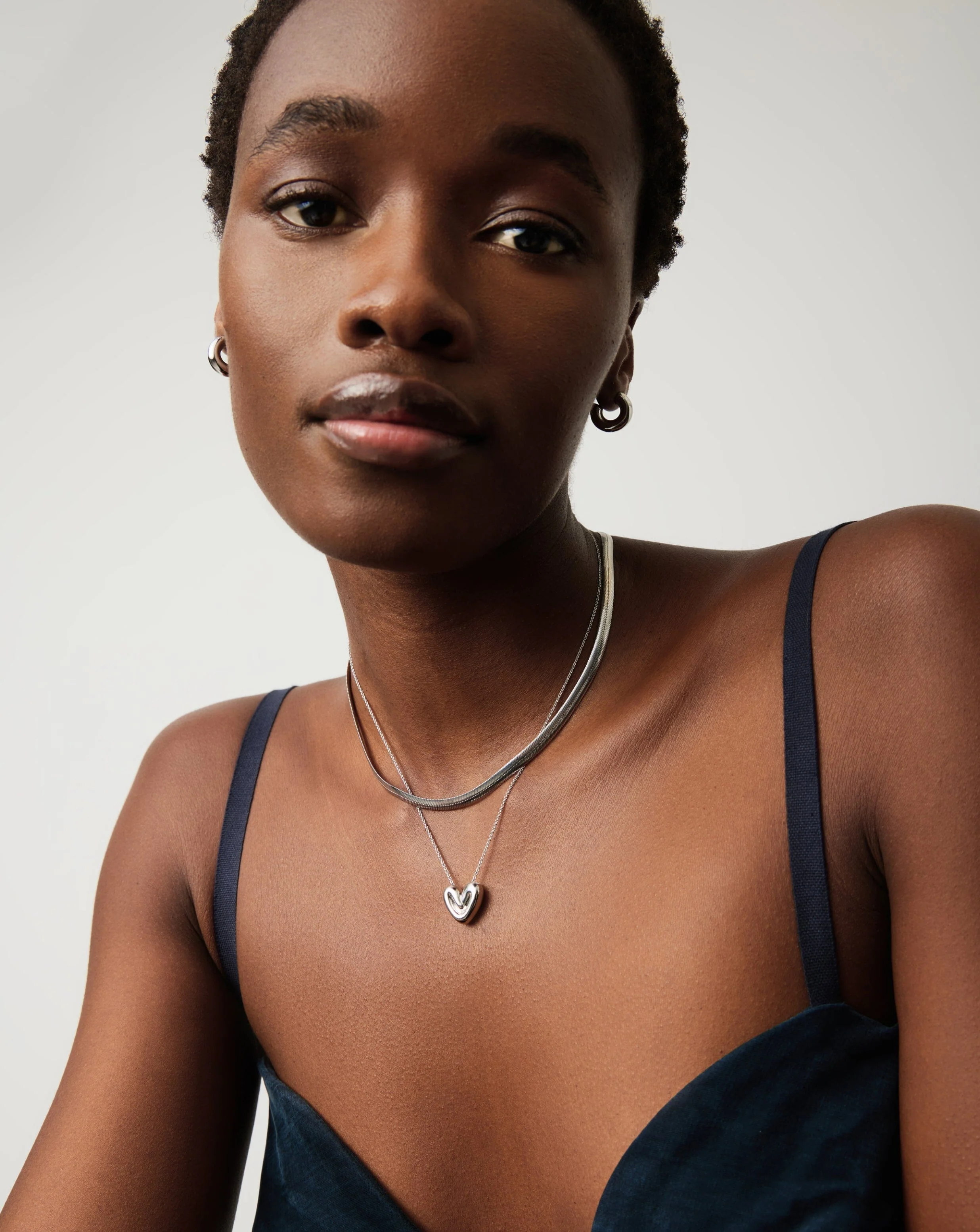 Puffy Heart Pendant Necklace | Silver Plated - Image 2