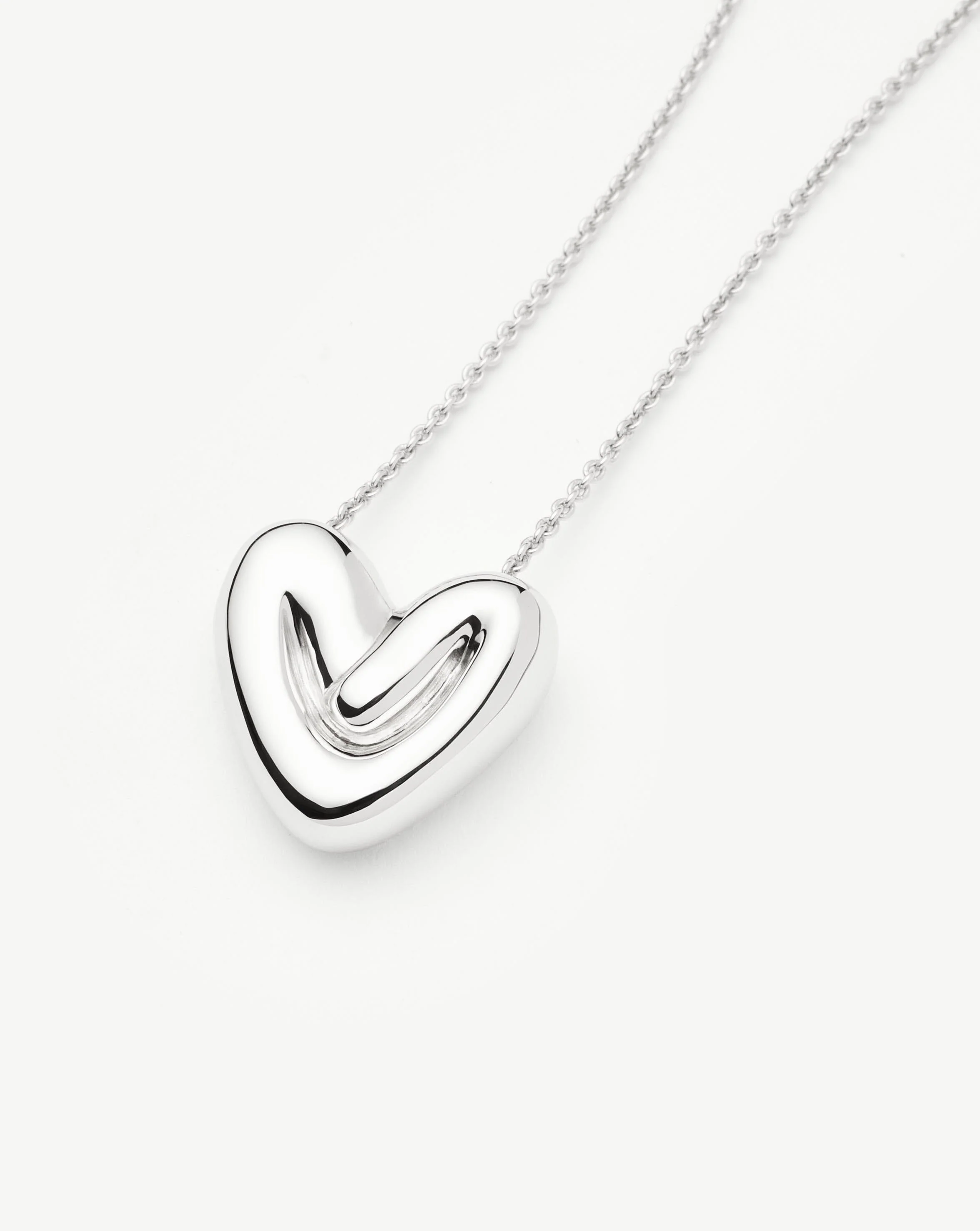 Puffy Heart Pendant Necklace | Silver Plated - Image 4