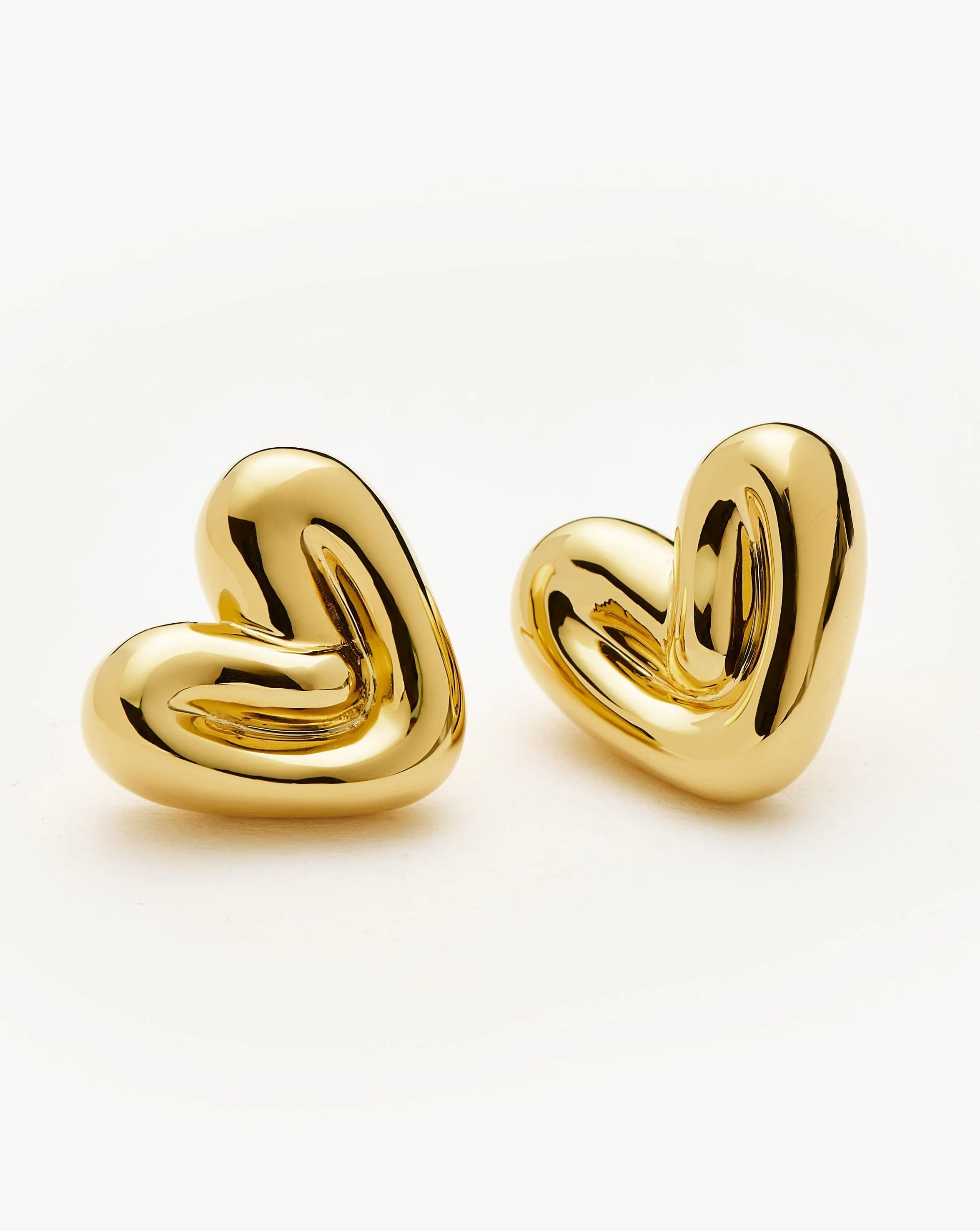 Puffy Heart Stud Earrings | 18ct Gold Plated - Image 5