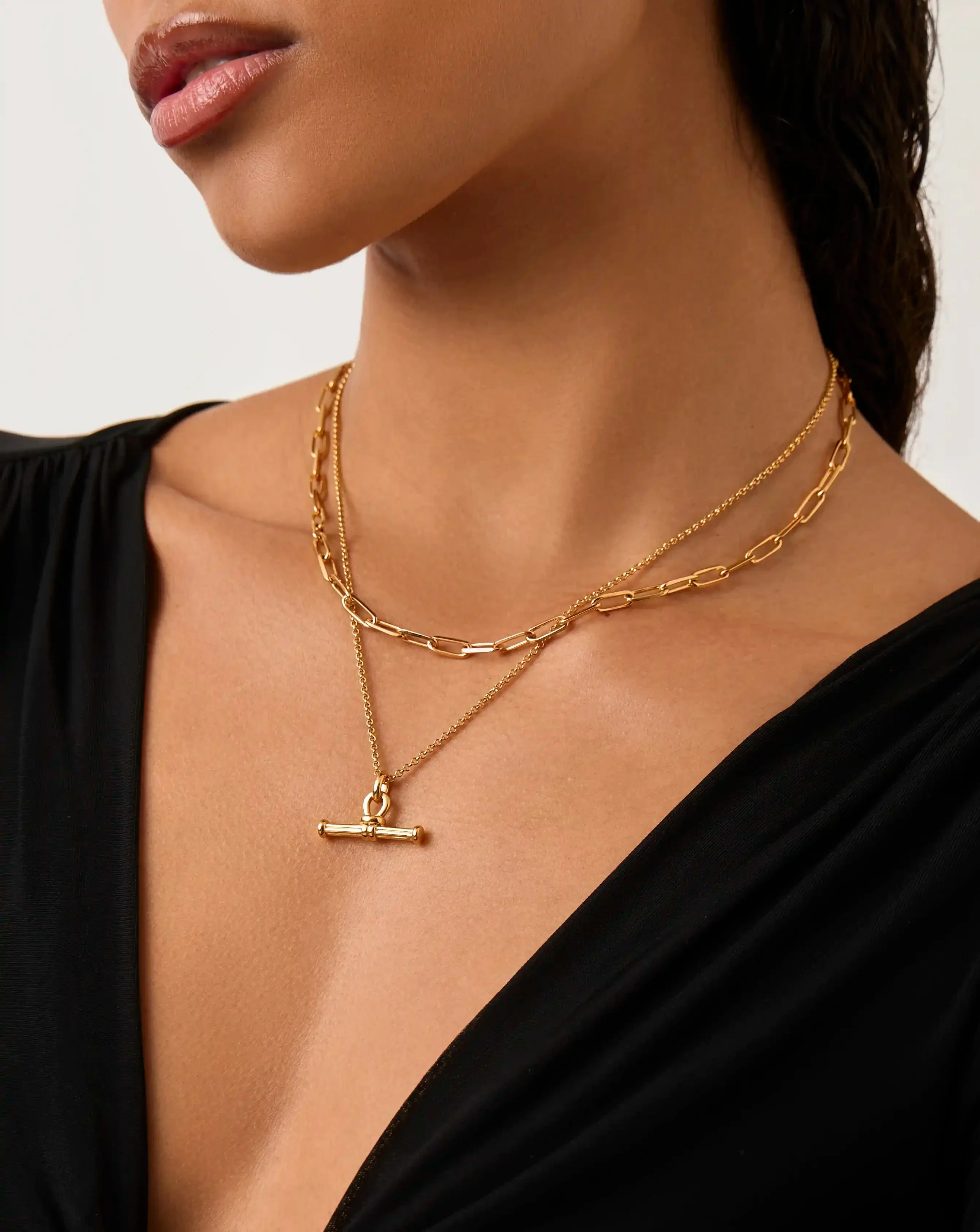Ridge T-Bar Chain Necklace | 18ct Gold Plated - Image 3
