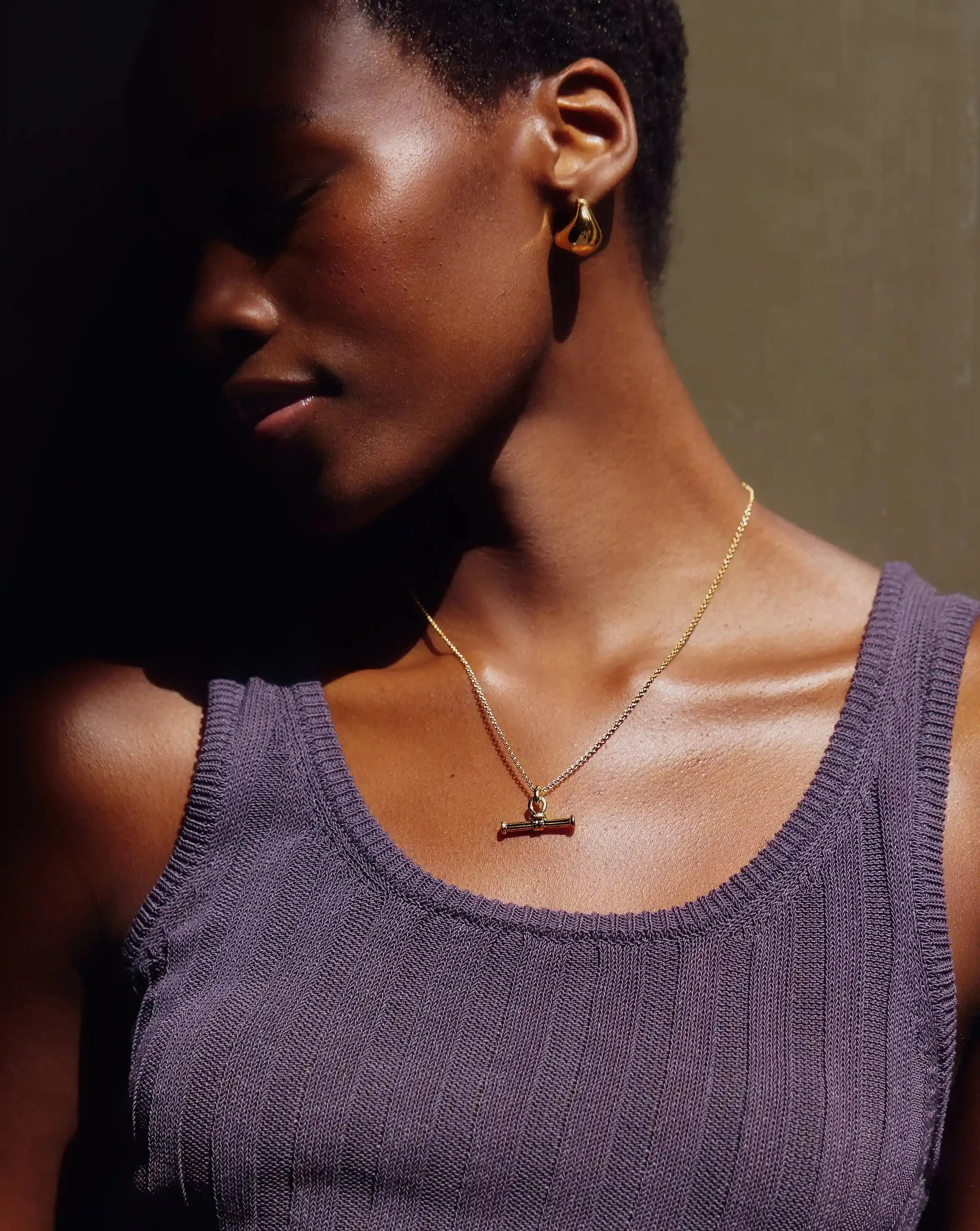 Ridge T-Bar Chain Necklace | 18ct Gold Plated - Image 6