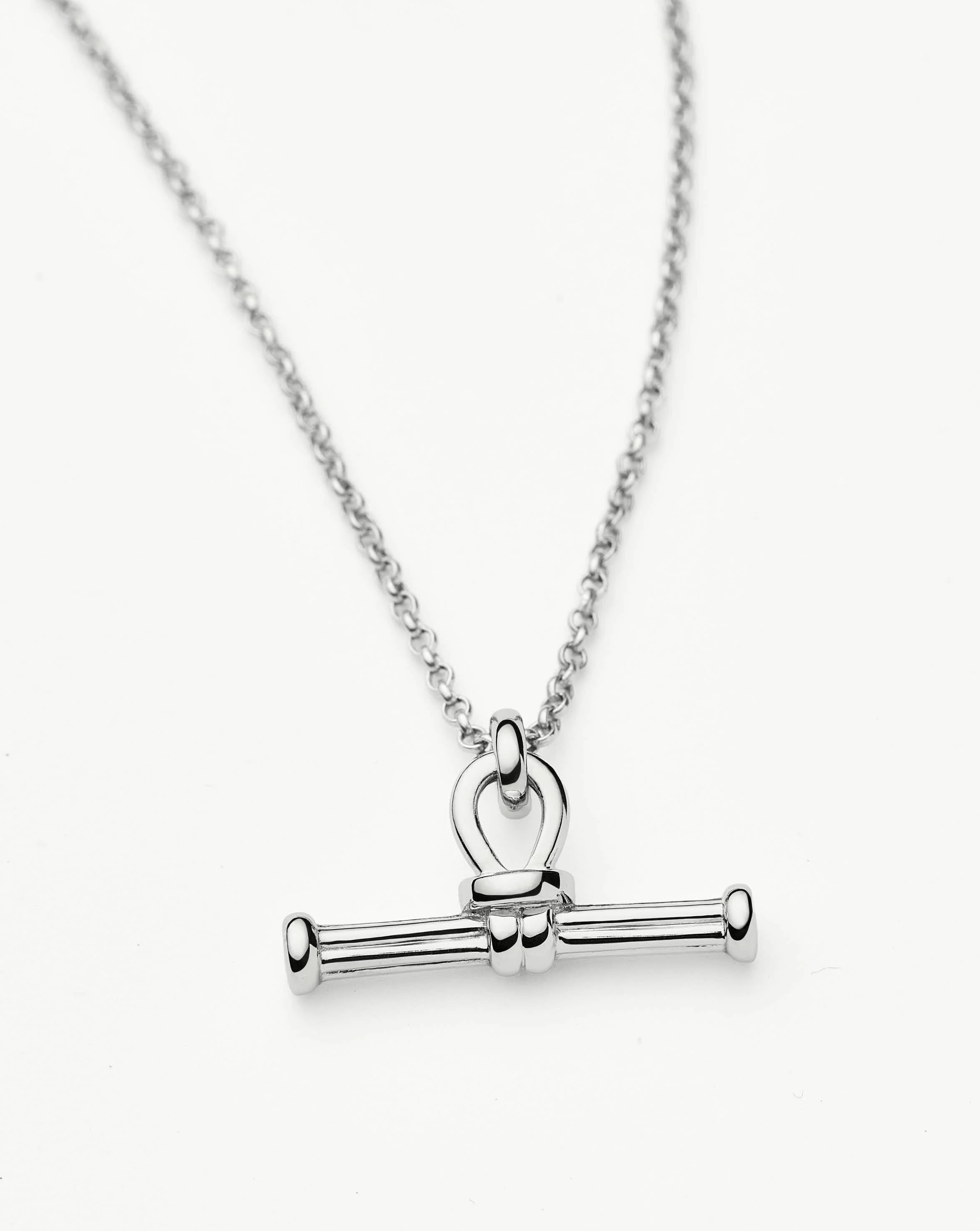 Ridge T-Bar Chain Necklace | Silver Plated - Image 4