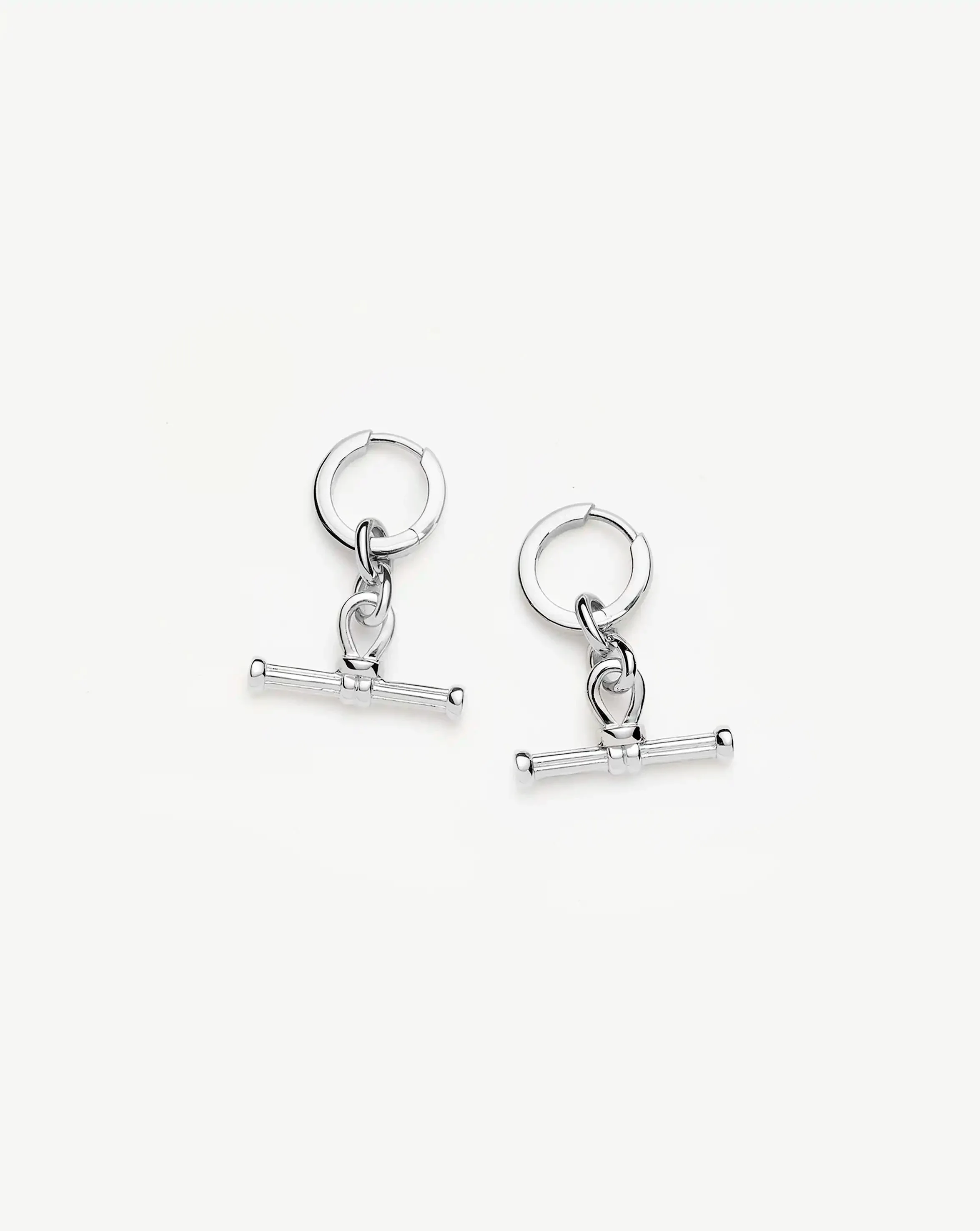 Ridge T-Bar Drop Huggies | Silver Plated - Image 7