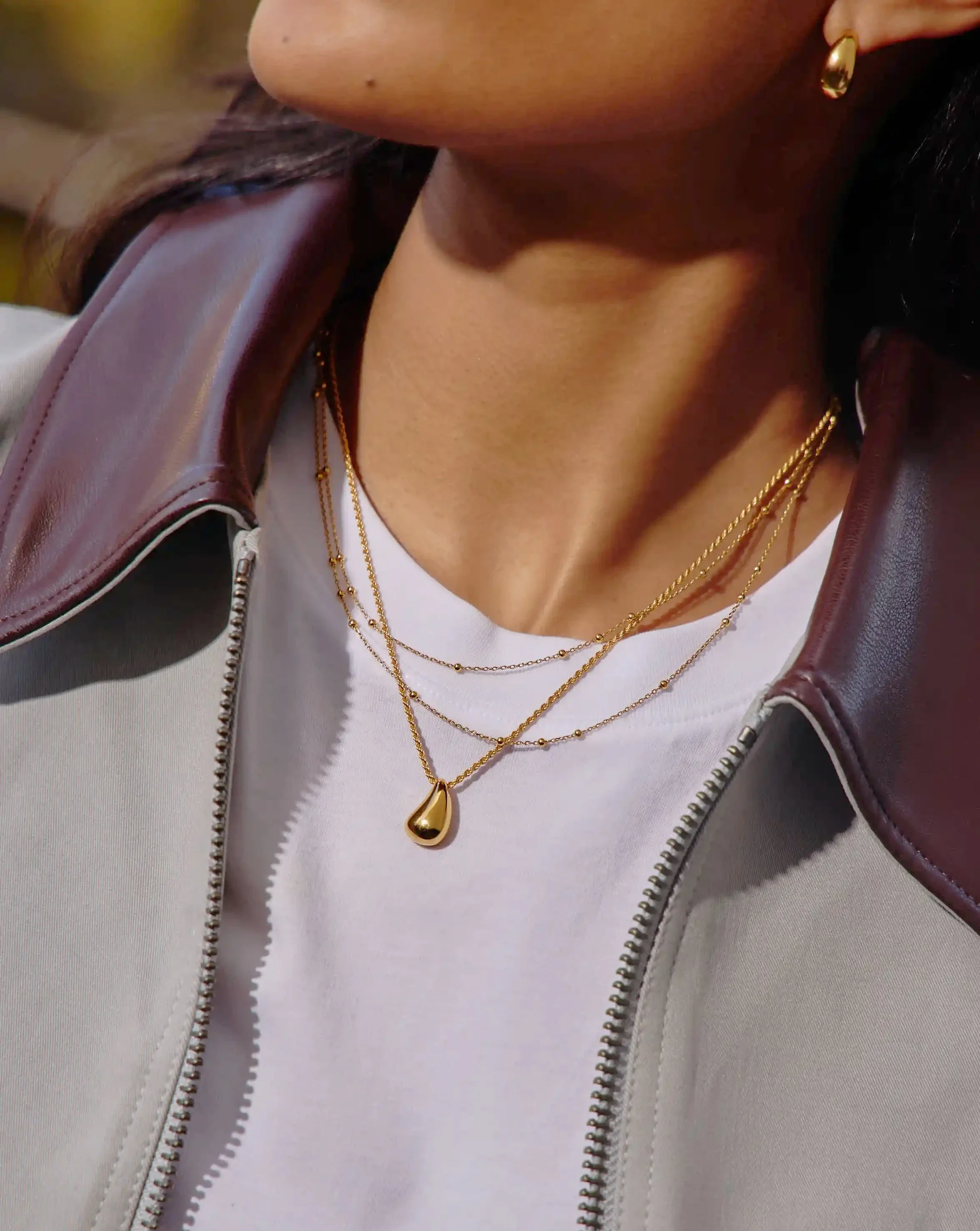 Savi Droplet Pendant & Double Necklace Set | 18ct Gold Vermeil - Image 3