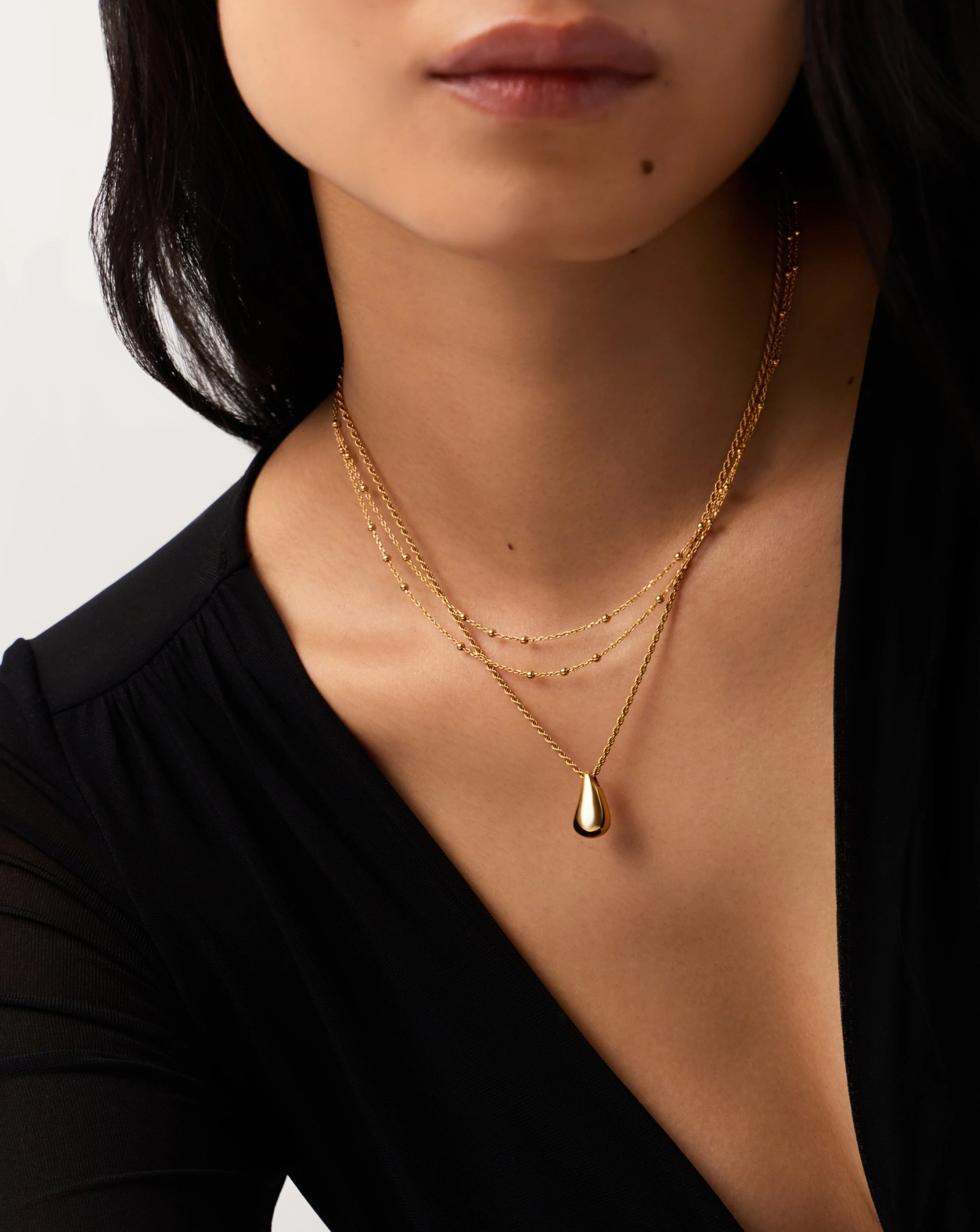Savi Droplet Pendant & Double Necklace Set | 18ct Gold Vermeil - Image 6