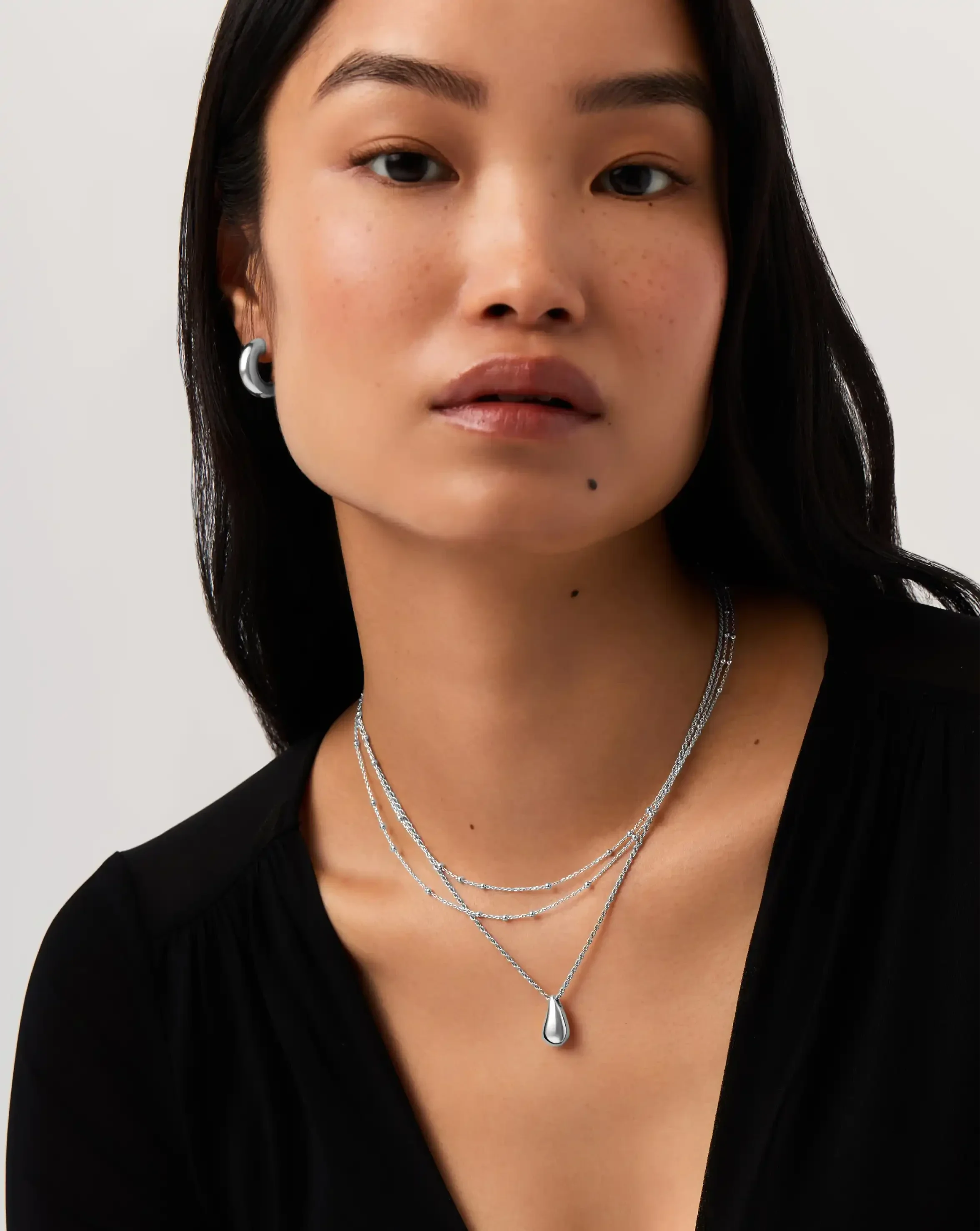 Savi Droplet Pendant & Double Necklace Set | Sterling Silver - Image 3