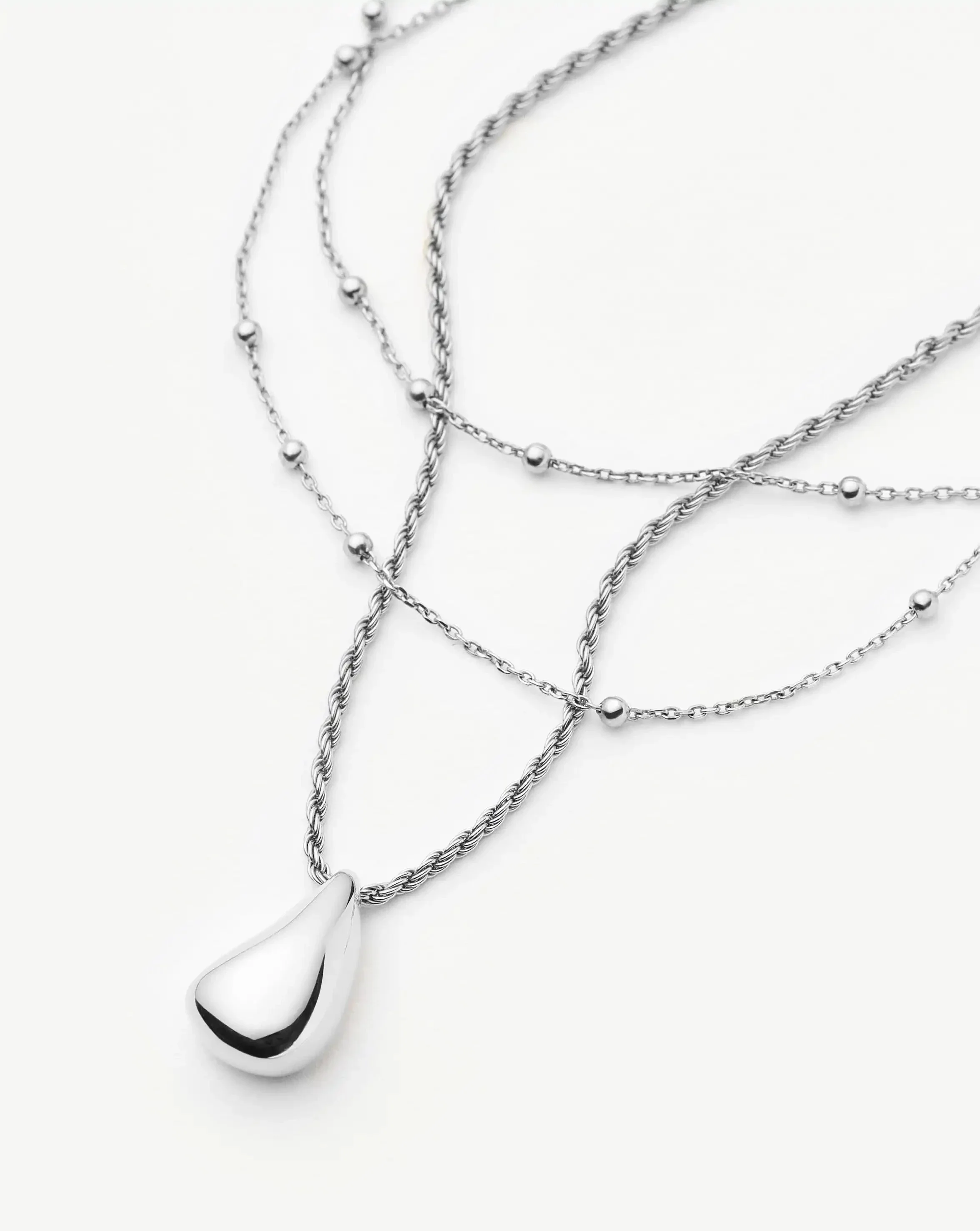 Savi Droplet Pendant & Double Necklace Set | Sterling Silver - Image 4