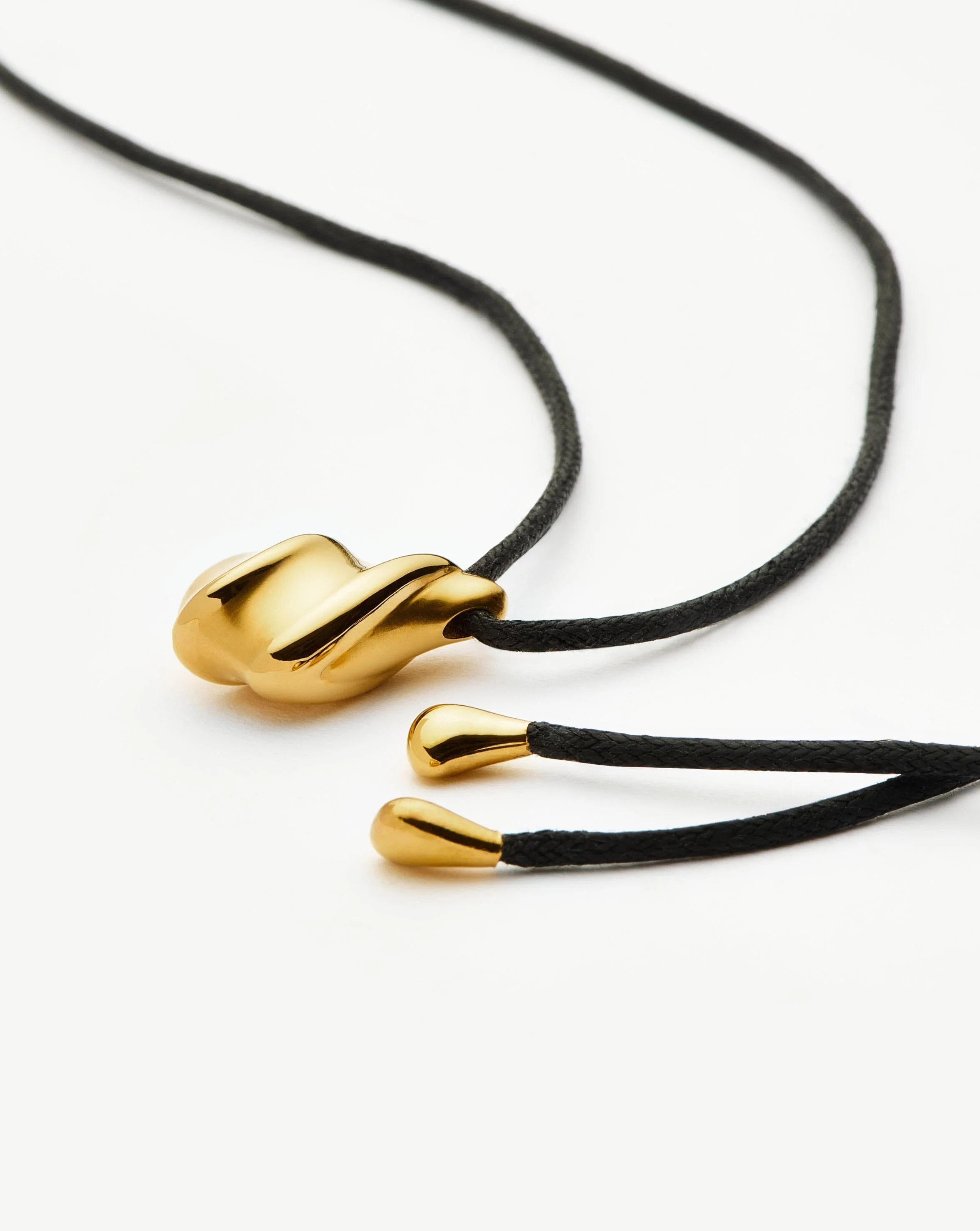 Savi Ridge Droplet Pendant Cord Necklace | 18ct Gold Plated - Image 5