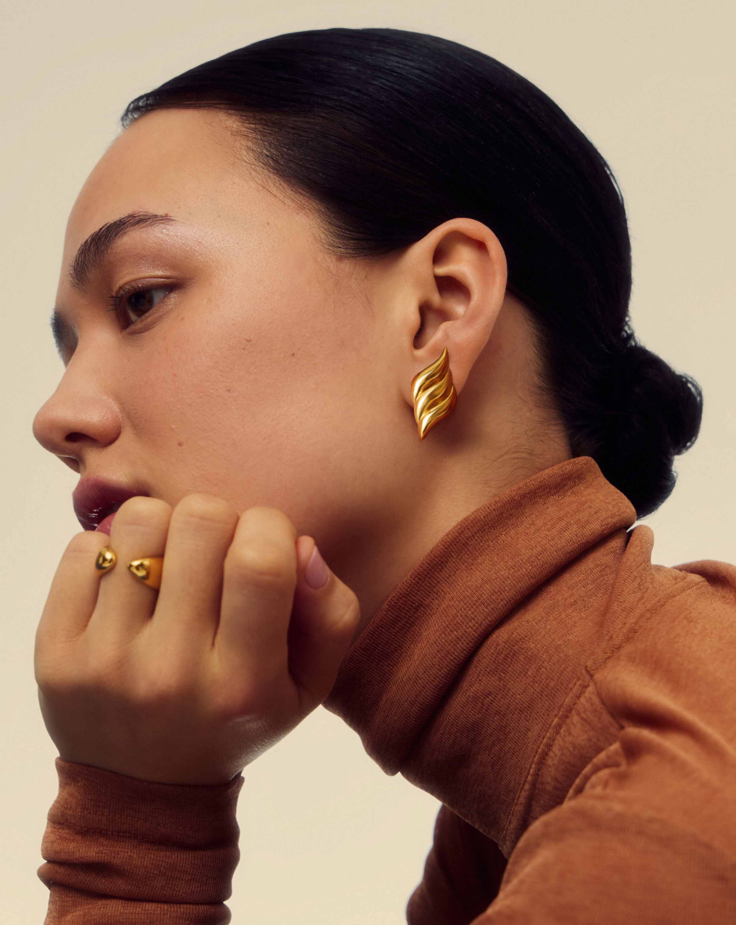 Savi Signature Oversized Stud Earrings | 18ct Gold Plated - Image 3