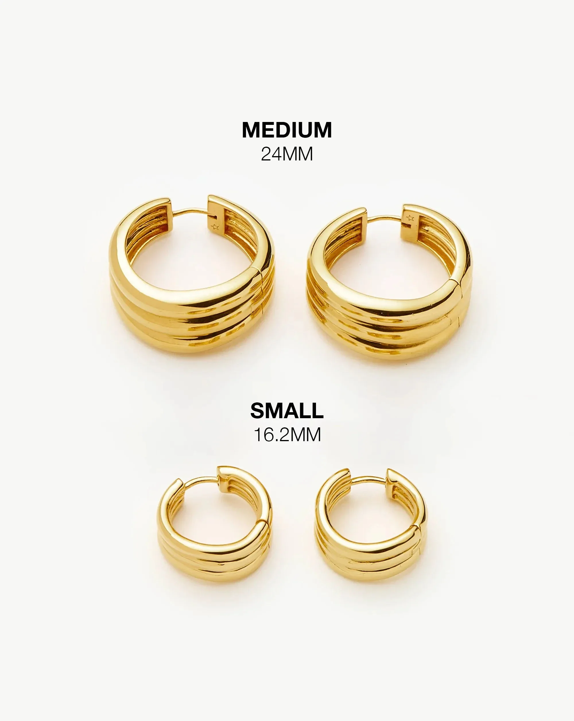 Savi Triple Ridge Hoop Earrings | 18ct Gold Vermeil - Image 5
