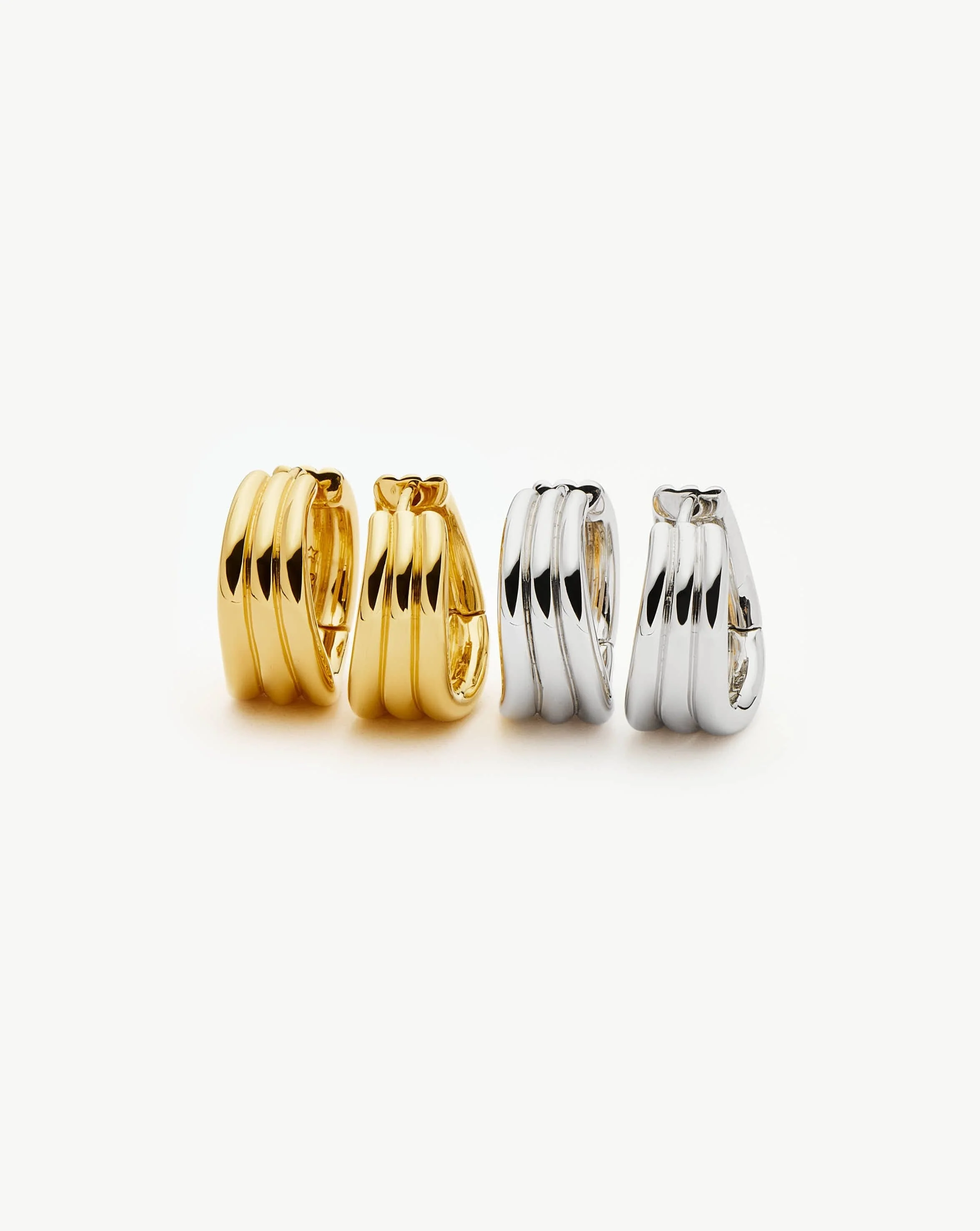 Savi Triple Ridge Hoop Earrings | Sterling Silver - Image 4
