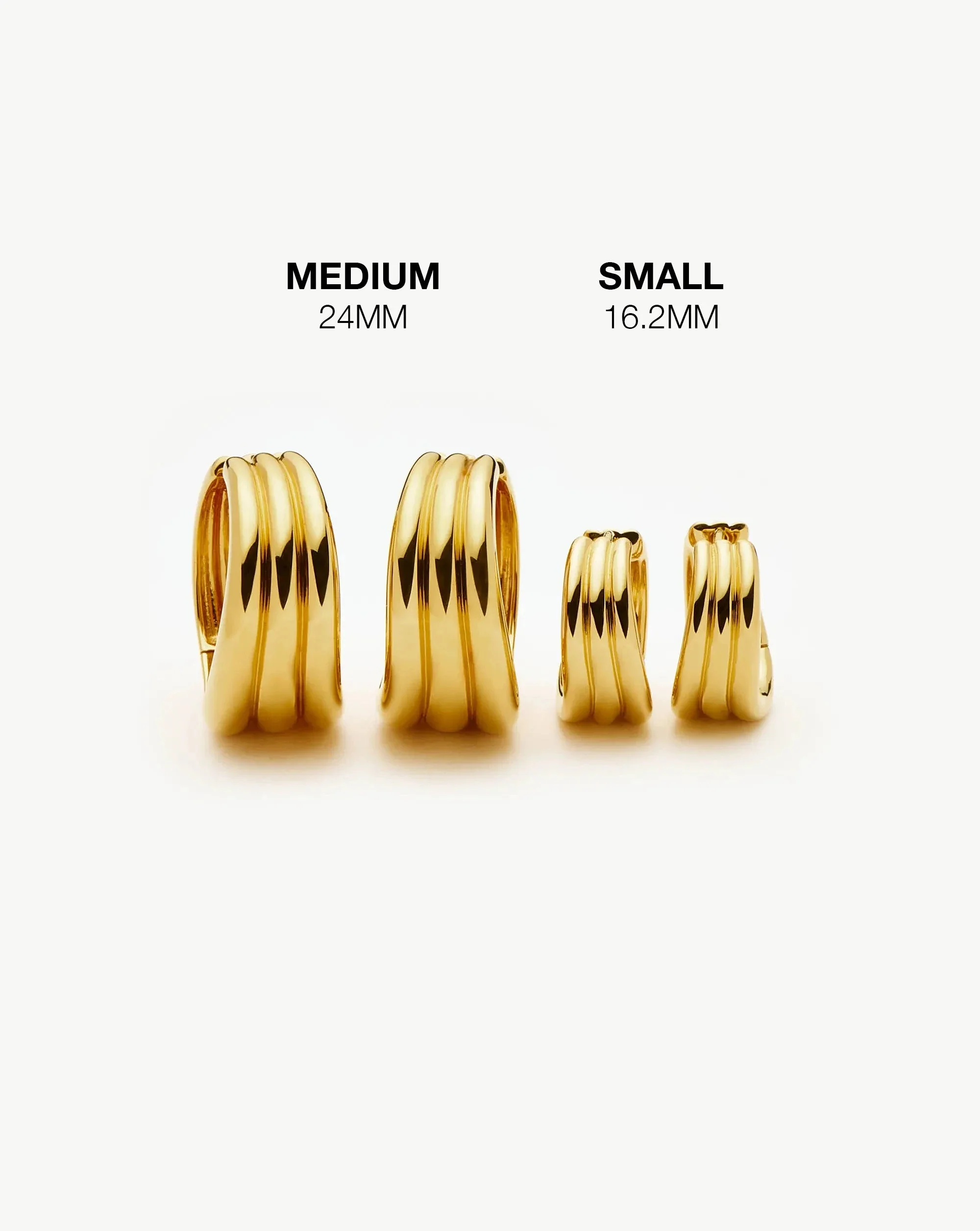 Savi Triple Ridge Medium Hoop Earrings | 18ct Gold Plated - Image 5