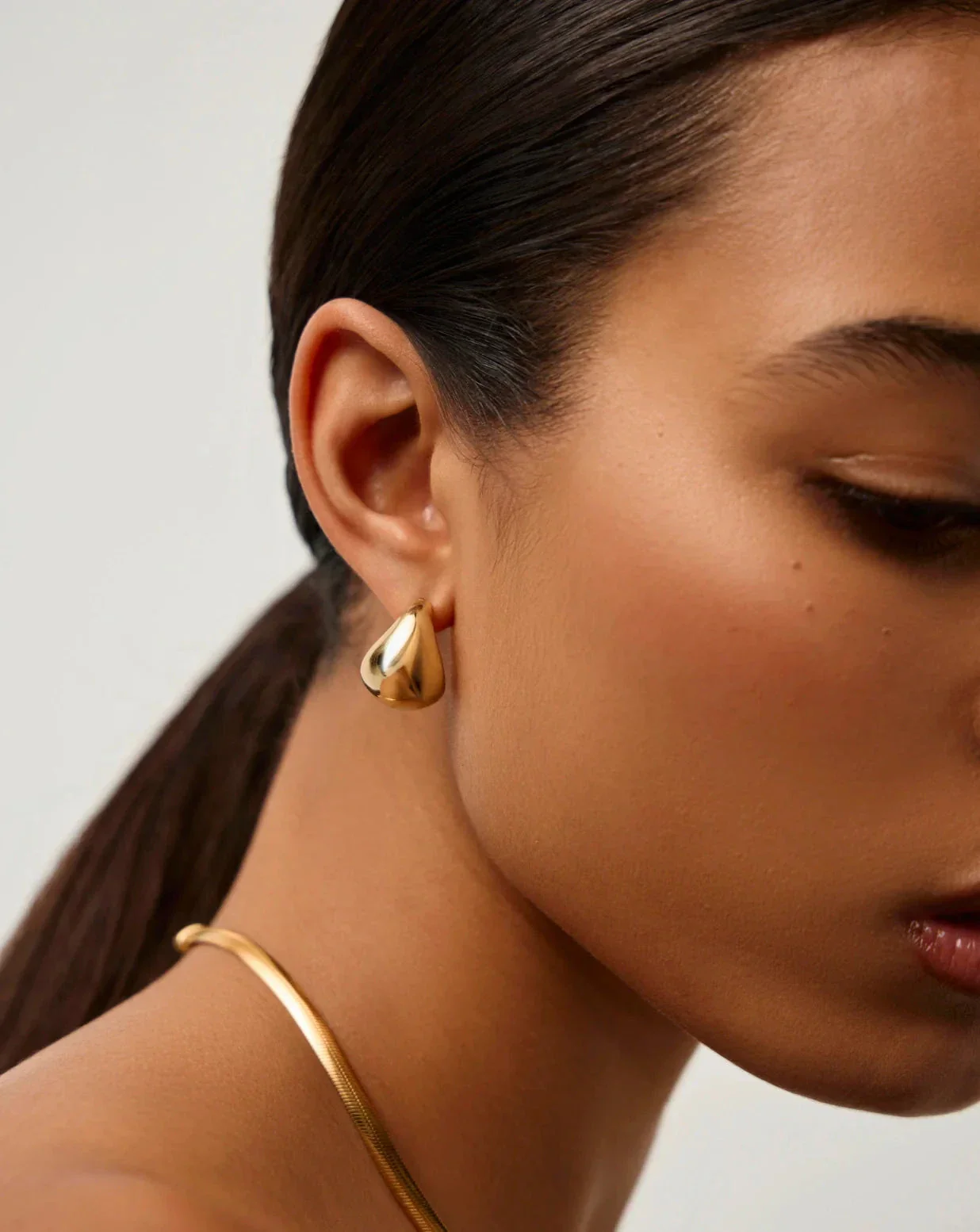 Sculptural Chubby Dome Small Hoop Earrings | 18ct Gold Plated - Image 2